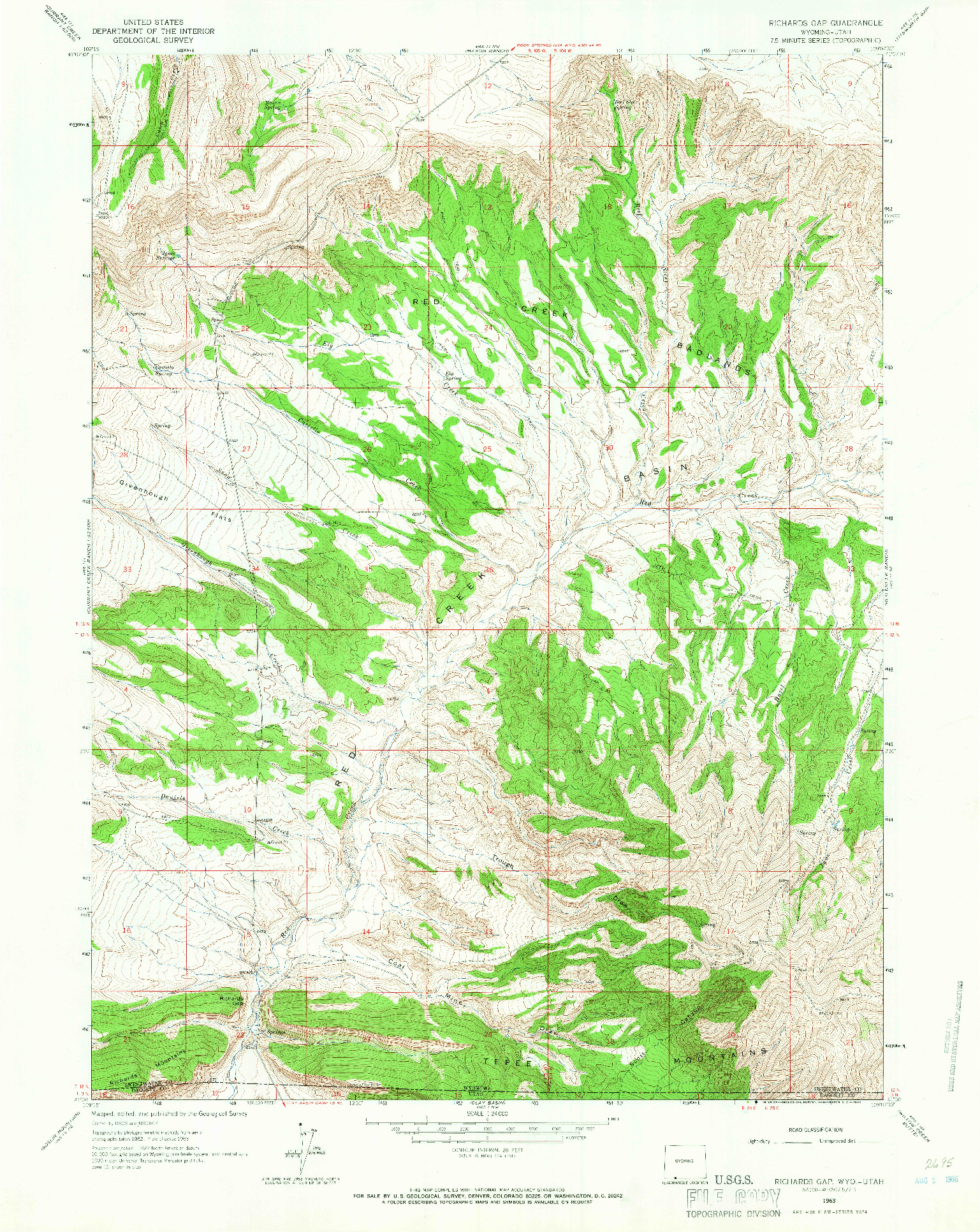 USGS 1:24000-SCALE QUADRANGLE FOR RICHARDS GAP, WY 1963