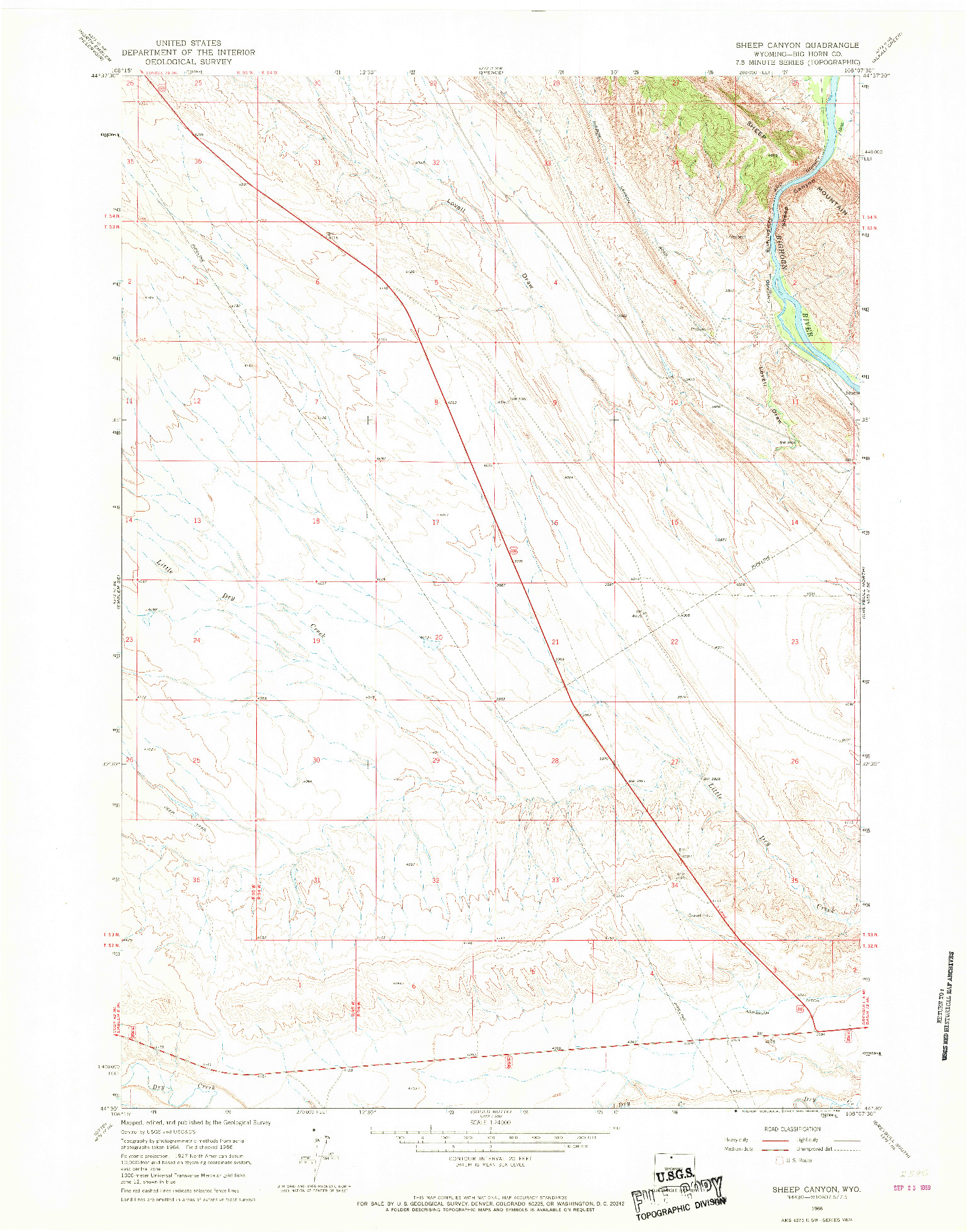 USGS 1:24000-SCALE QUADRANGLE FOR SHEEP CANYON, WY 1966