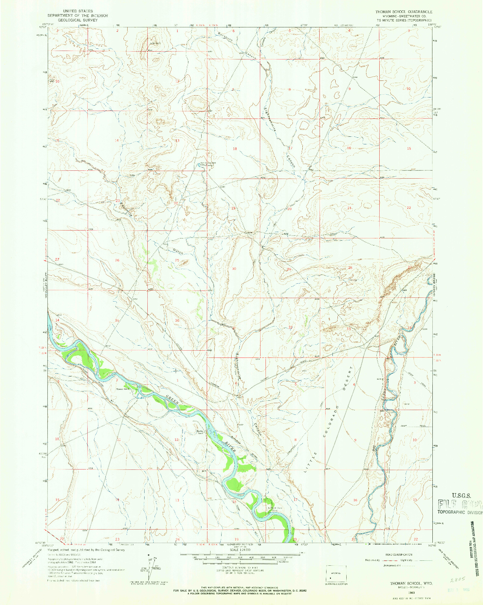 USGS 1:24000-SCALE QUADRANGLE FOR THOMAN SCHOOL, WY 1963