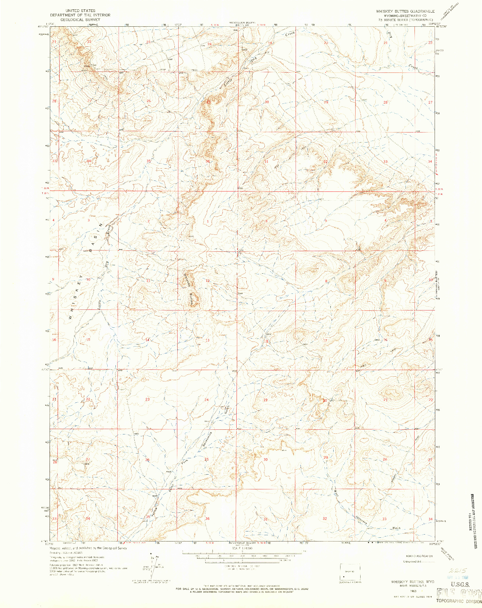 USGS 1:24000-SCALE QUADRANGLE FOR WHISKEY BUTTES, WY 1963
