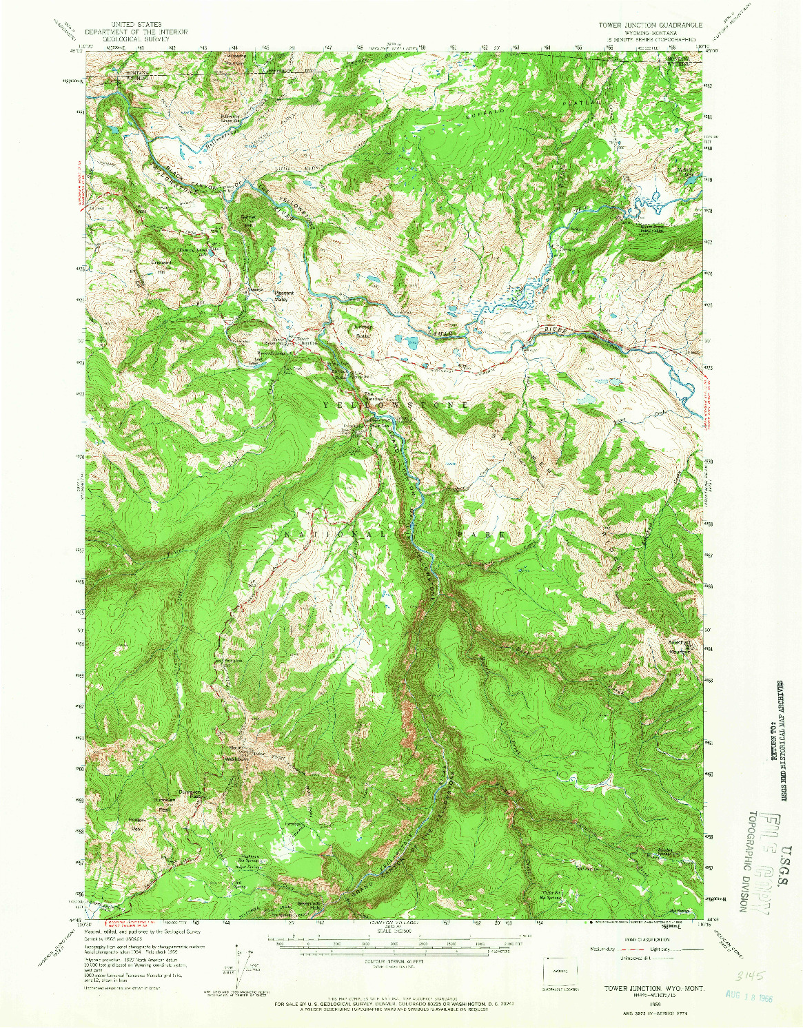 USGS 1:62500-SCALE QUADRANGLE FOR TOWER JUNCTION, WY 1959