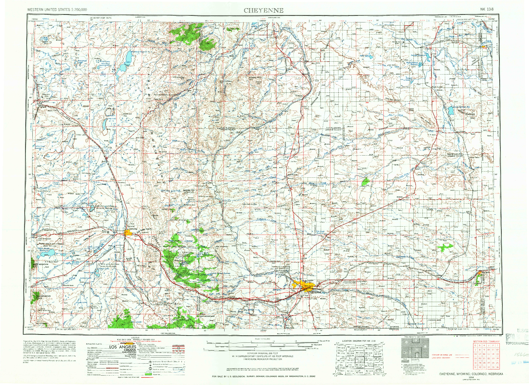 USGS 1:250000-SCALE QUADRANGLE FOR CHEYENNE, WY 1954