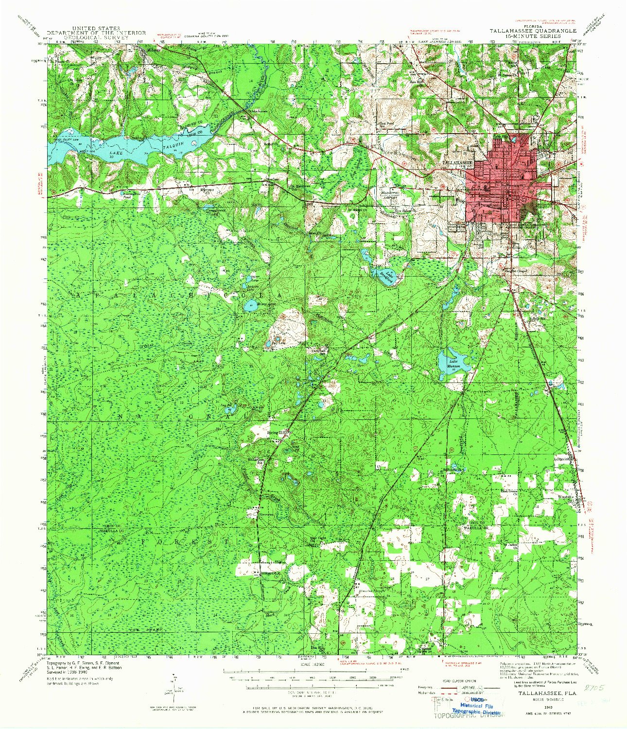 USGS 1:62500-SCALE QUADRANGLE FOR TALLAHASSEE, FL 1940