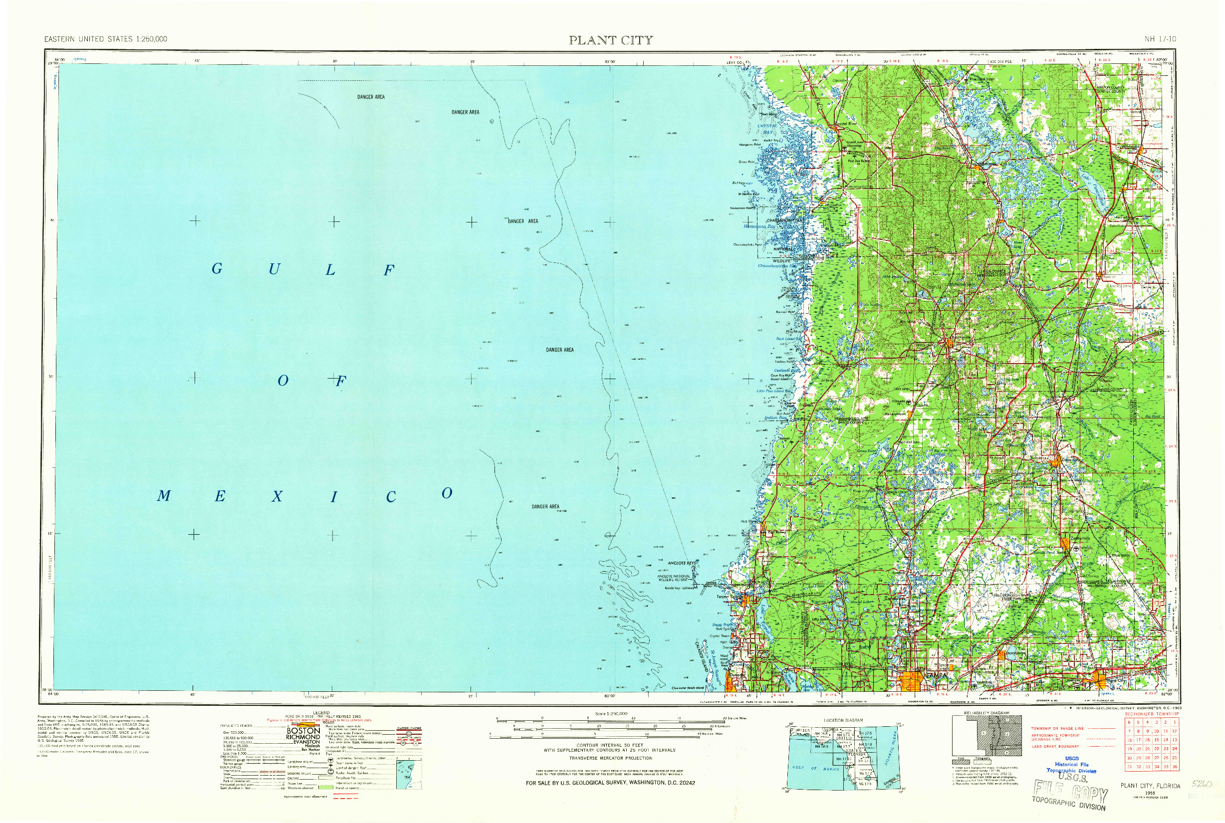 USGS 1:250000-SCALE QUADRANGLE FOR PLANT CITY, FL 1955