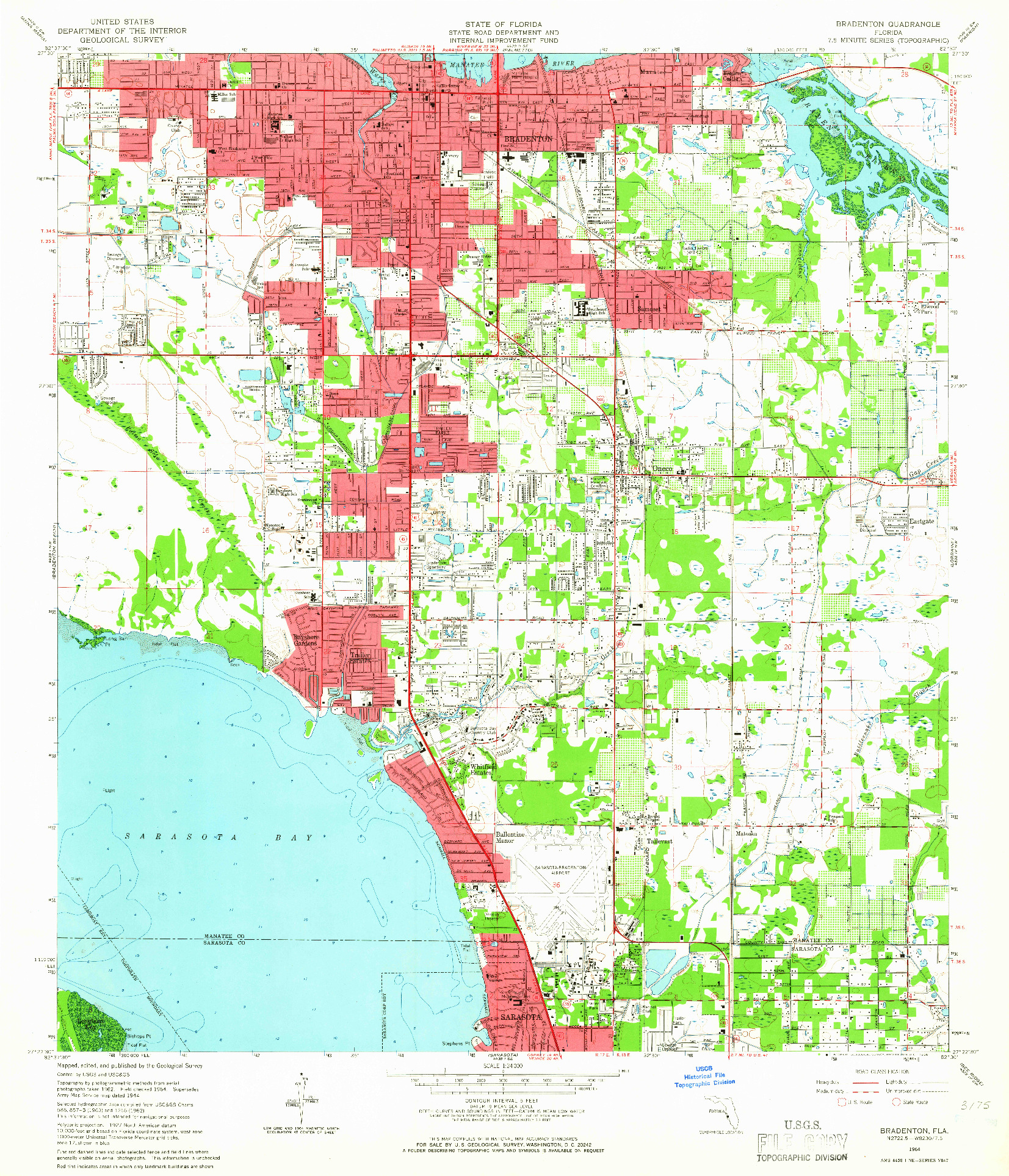 USGS 1:24000-SCALE QUADRANGLE FOR BRADENTON, FL 1964