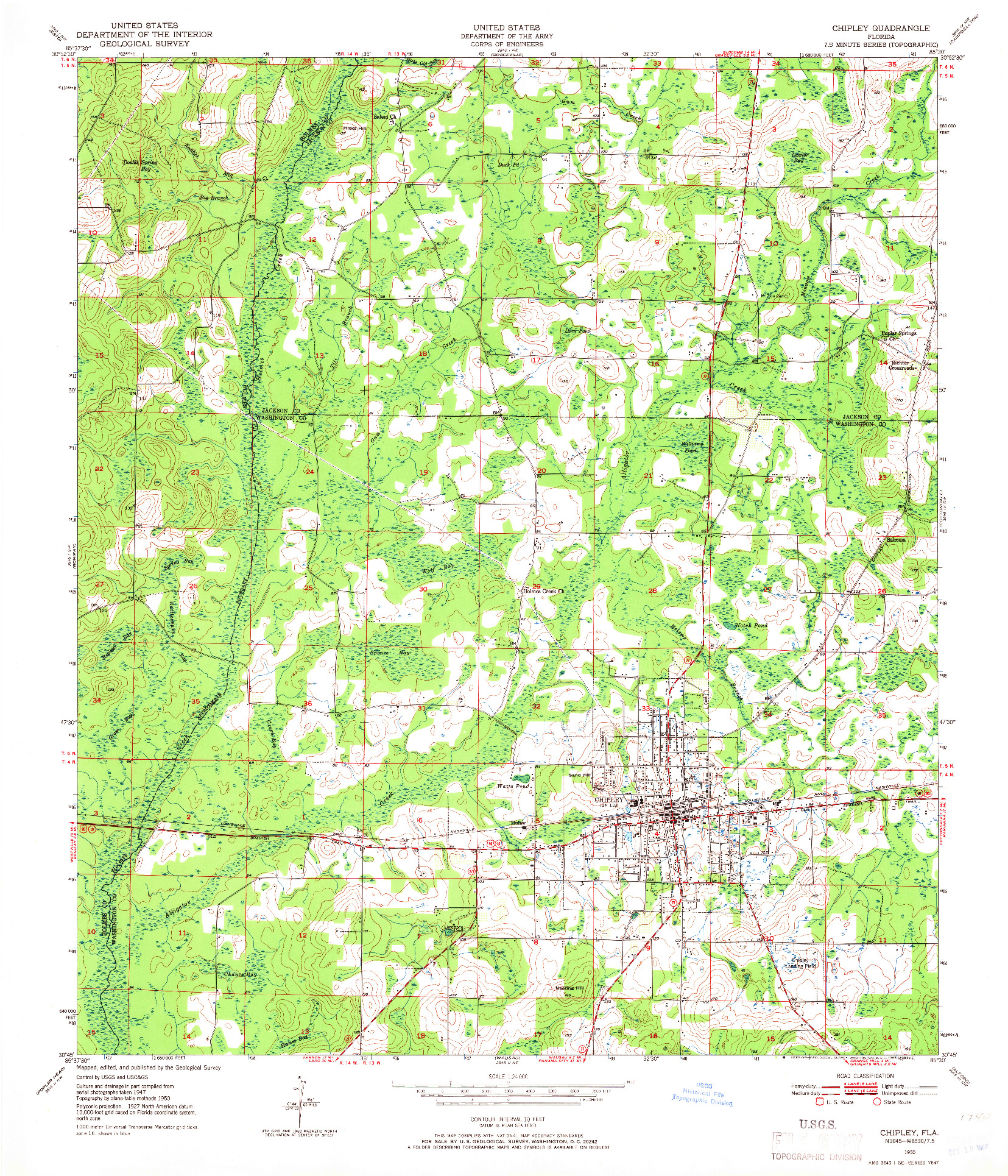 USGS 1:24000-SCALE QUADRANGLE FOR CHIPLEY, FL 1950