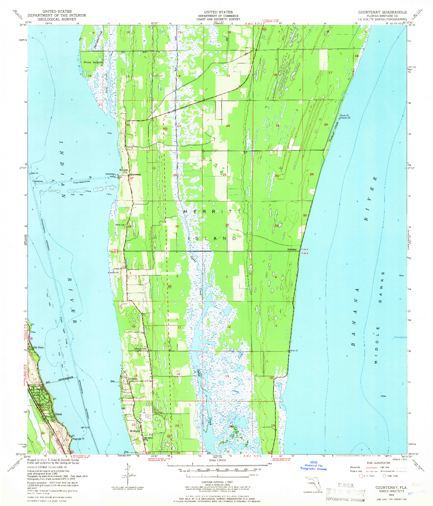 USGS 1:24000-SCALE QUADRANGLE FOR COURTENAY, FL 1949