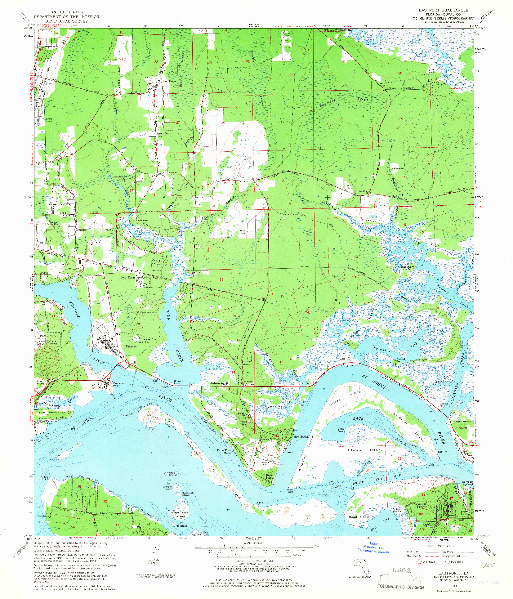 USGS 1:24000-SCALE QUADRANGLE FOR EASTPORT, FL 1964