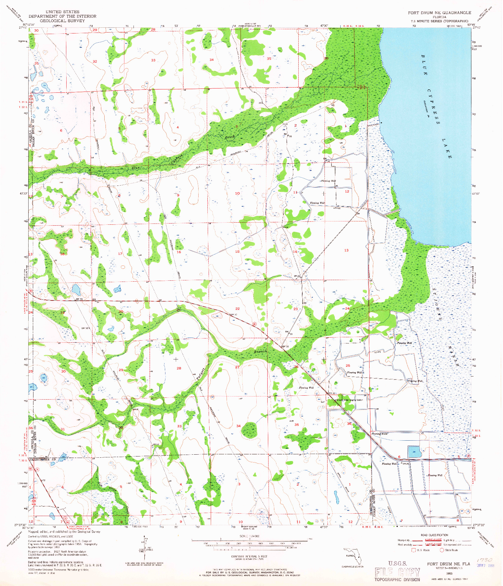 USGS 1:24000-SCALE QUADRANGLE FOR FORT DRUM NE, FL 1953