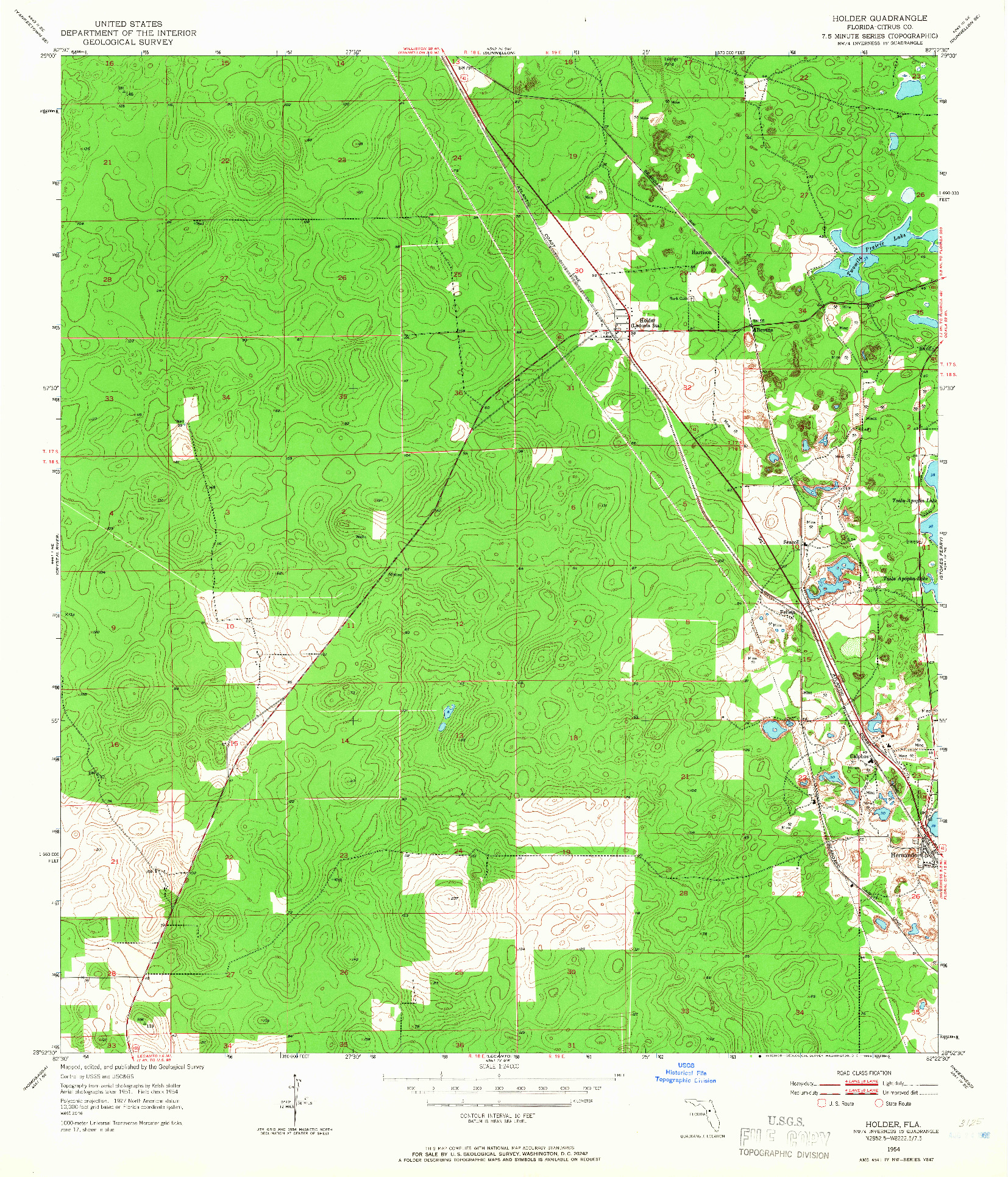 USGS 1:24000-SCALE QUADRANGLE FOR HOLDER, FL 1954