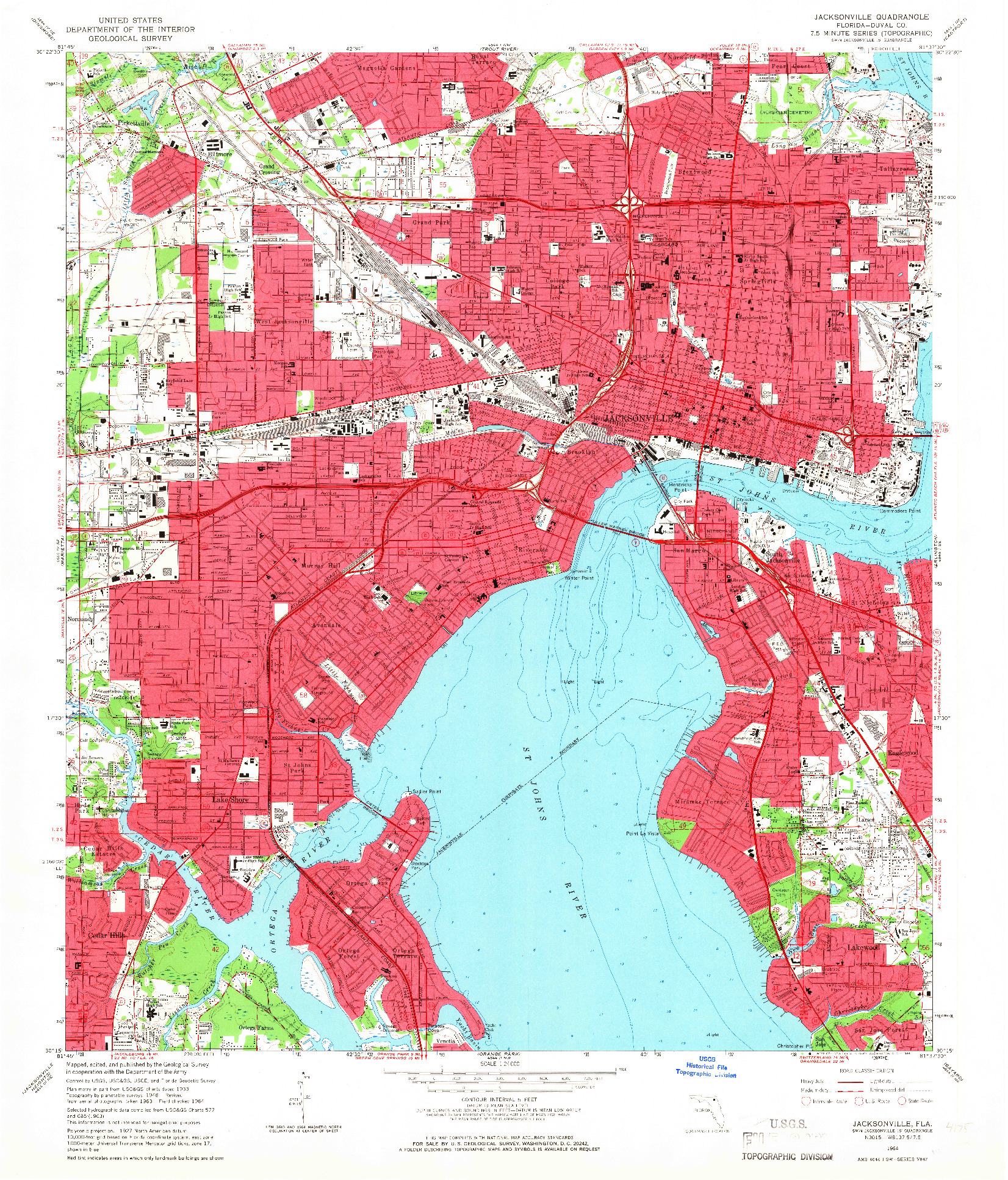 USGS 1:24000-SCALE QUADRANGLE FOR JACKSONVILLE, FL 1964