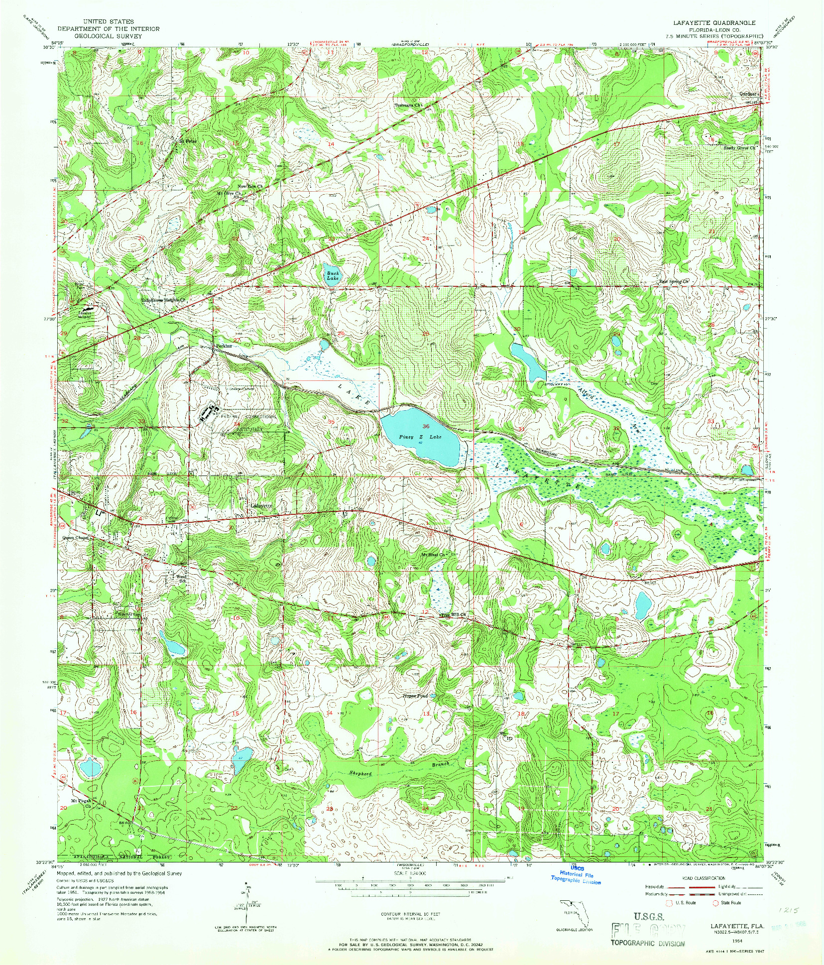 USGS 1:24000-SCALE QUADRANGLE FOR LAFAYETTE, FL 1954