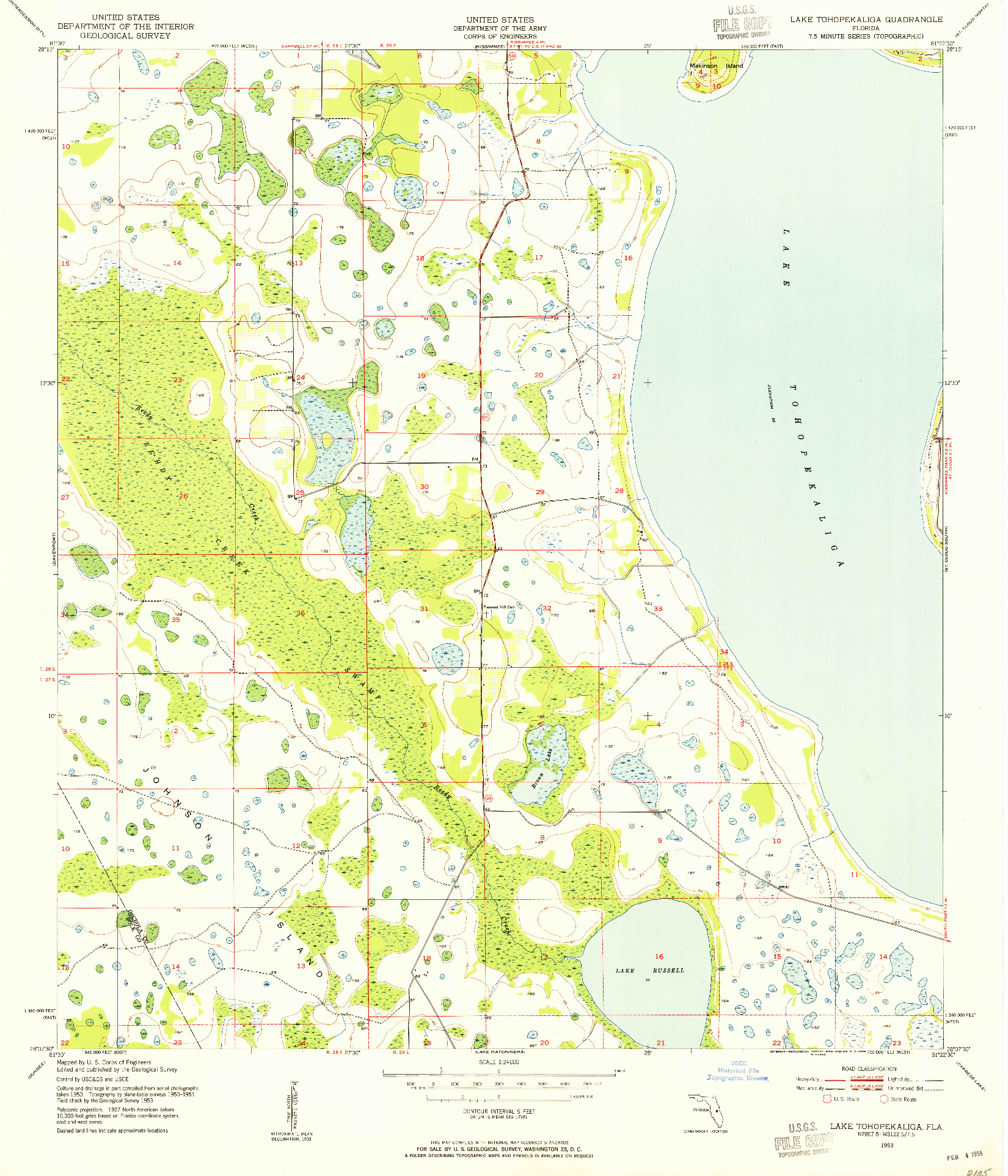 USGS 1:24000-SCALE QUADRANGLE FOR LAKE TOHOPEKALIGA, FL 1953
