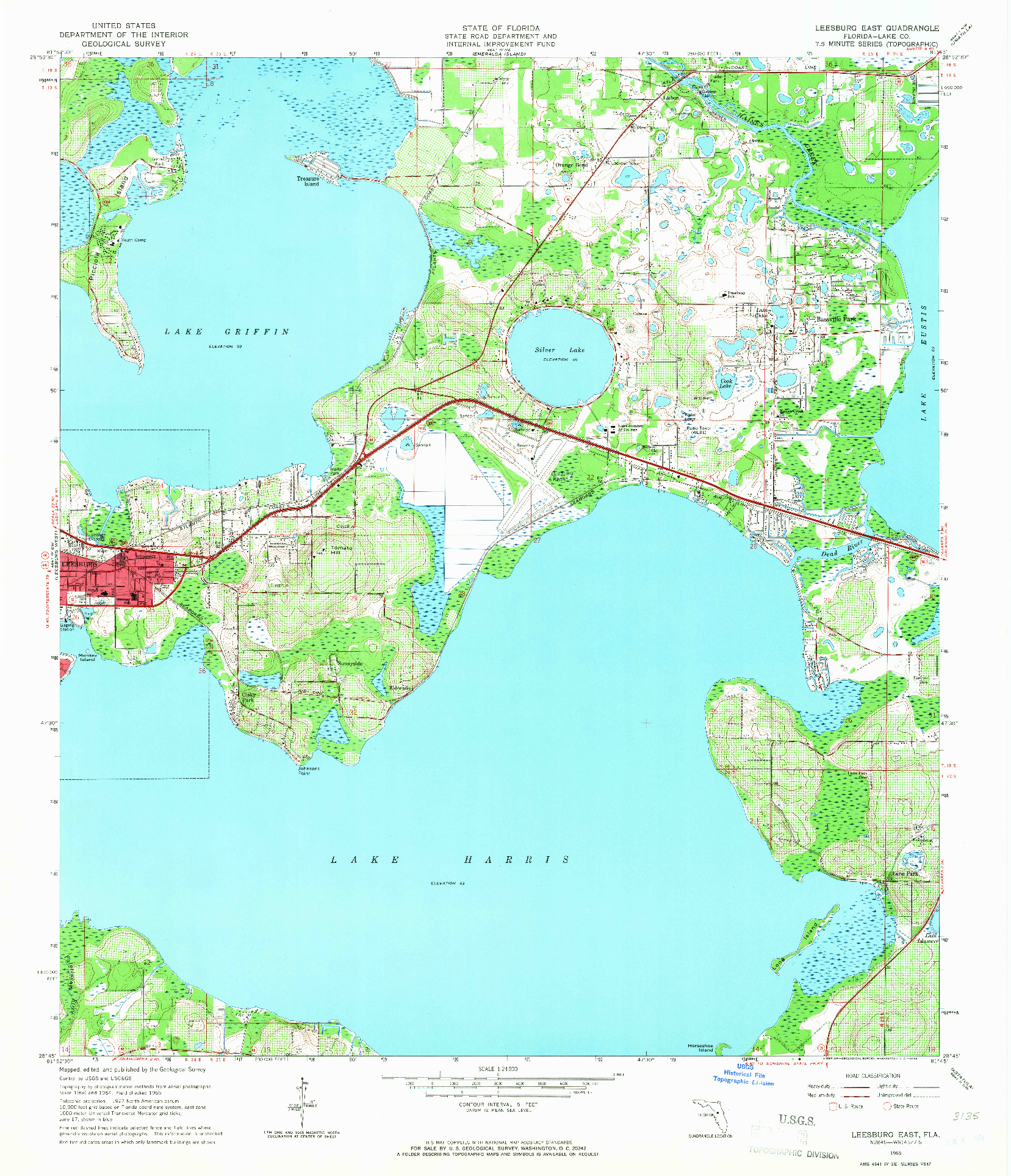 USGS 1:24000-SCALE QUADRANGLE FOR LEESBURG EAST, FL 1965