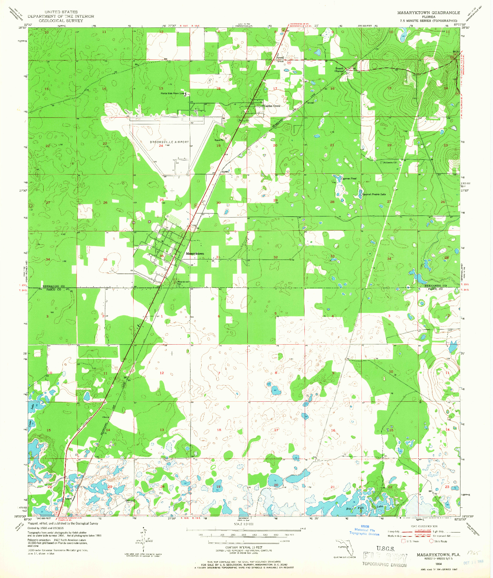 USGS 1:24000-SCALE QUADRANGLE FOR MASARYKTOWN, FL 1954