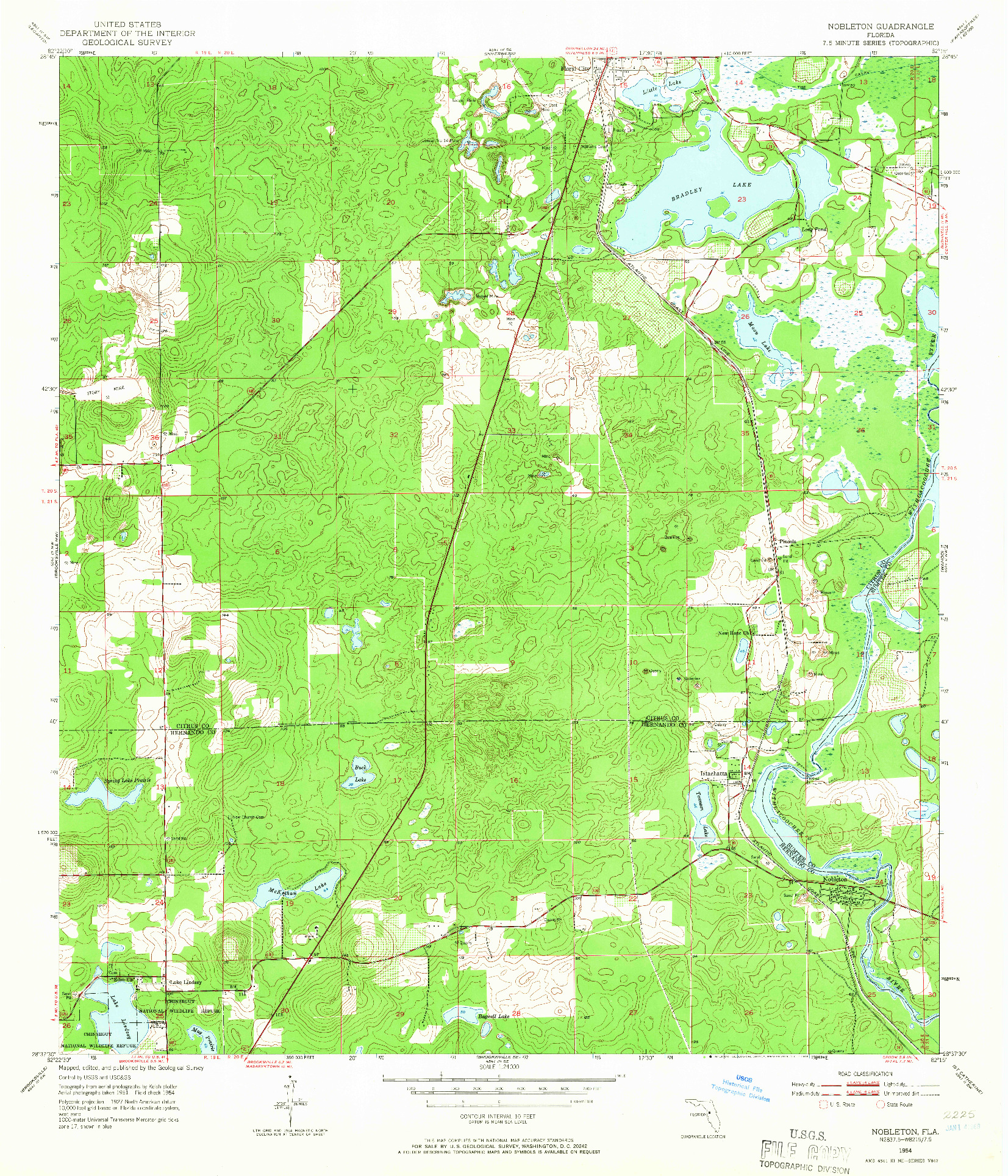 USGS 1:24000-SCALE QUADRANGLE FOR NOBLETON, FL 1954