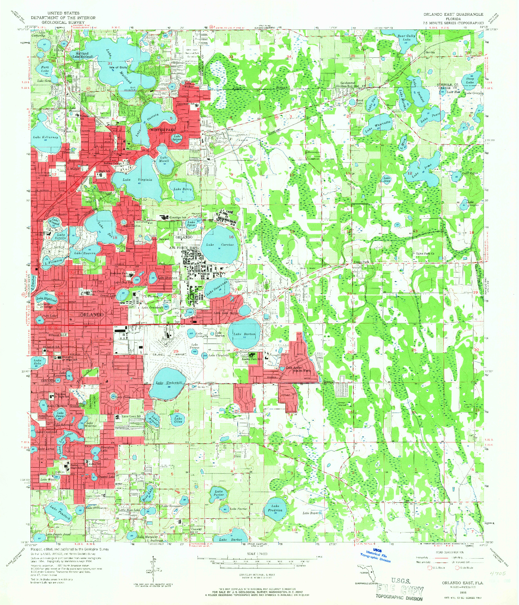 USGS 1:24000-SCALE QUADRANGLE FOR ORLANDO EAST, FL 1956