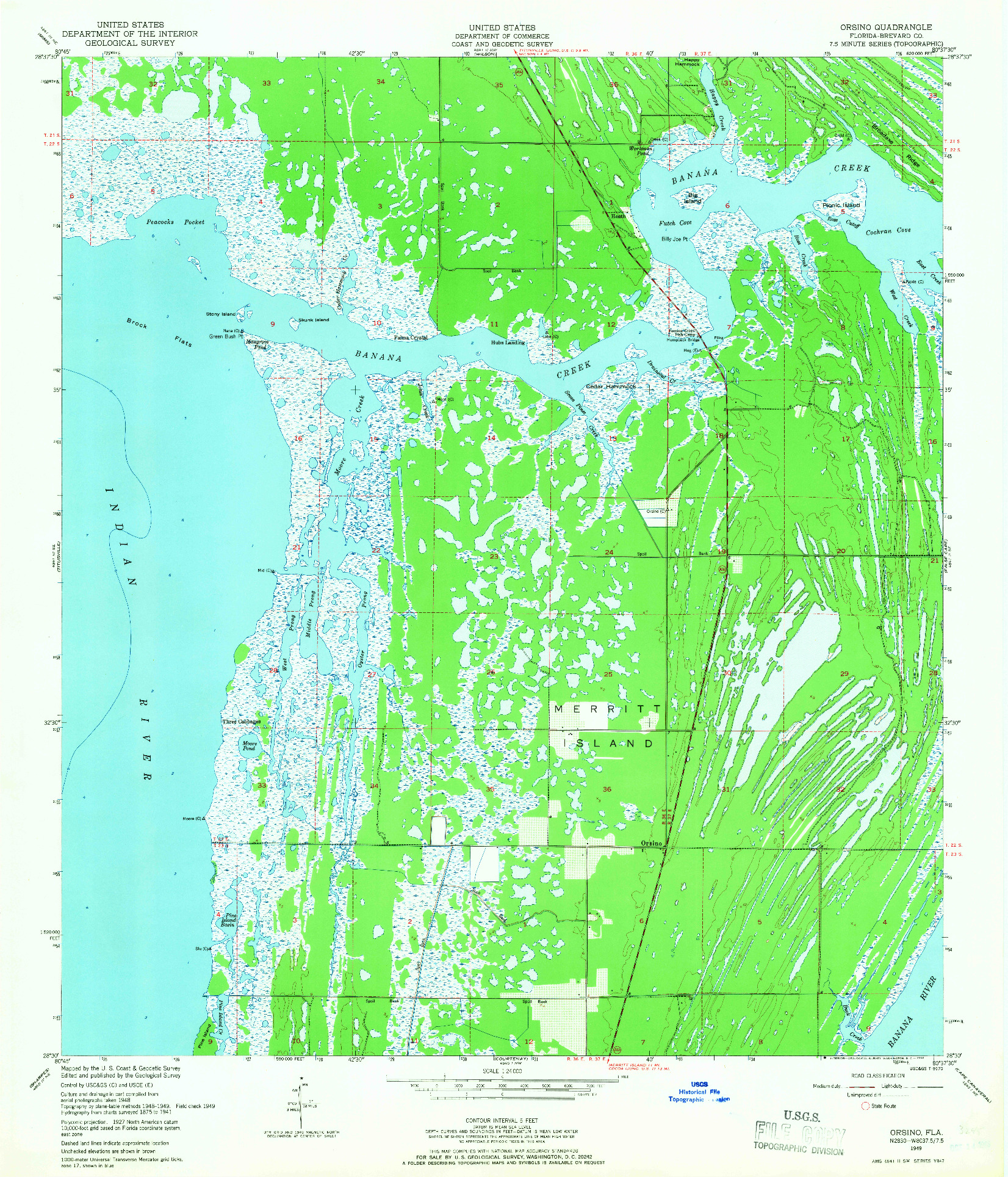 USGS 1:24000-SCALE QUADRANGLE FOR ORSINO, FL 1949