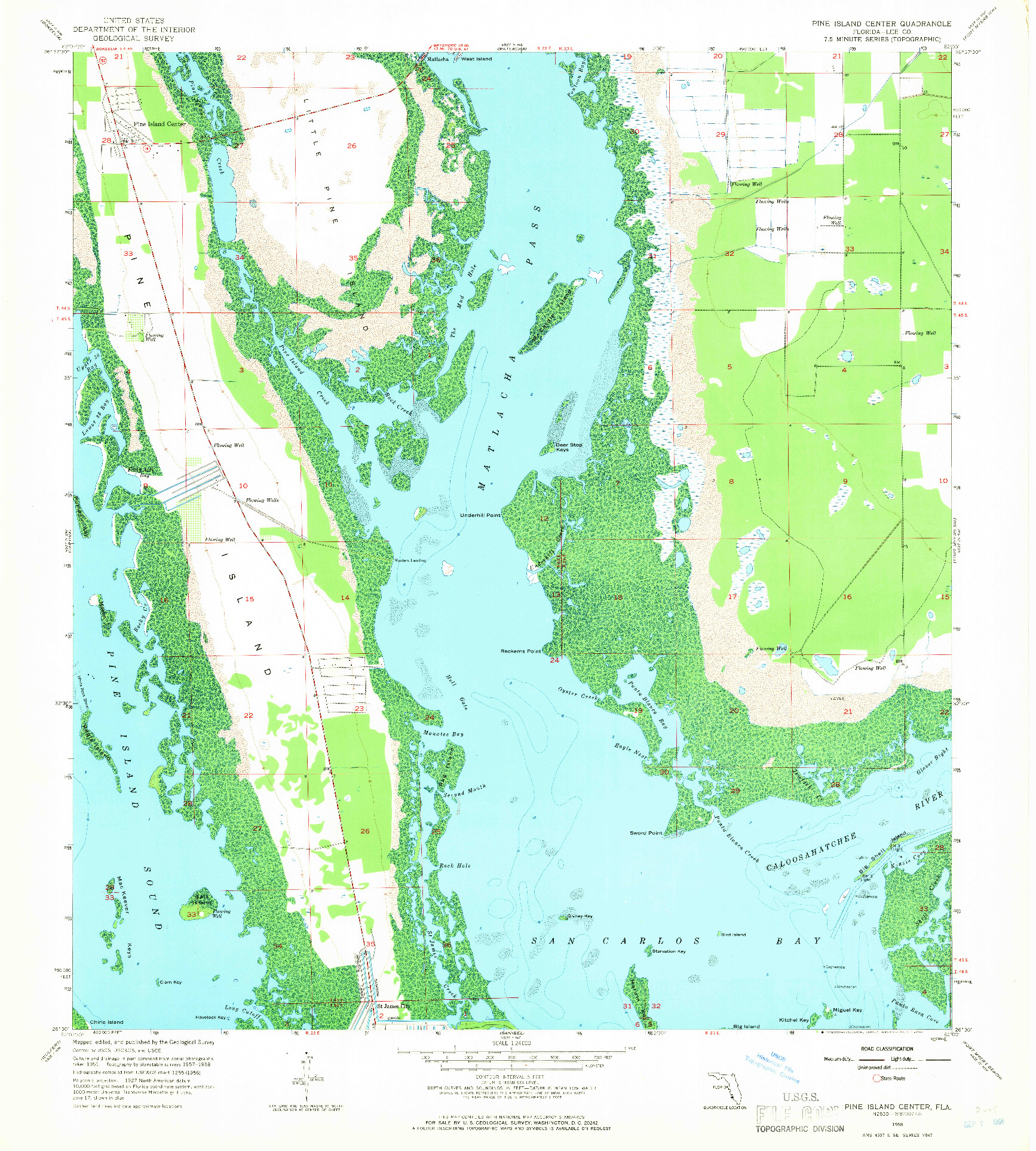 USGS 1:24000-SCALE QUADRANGLE FOR PINE ISLAND CENTER, FL 1958