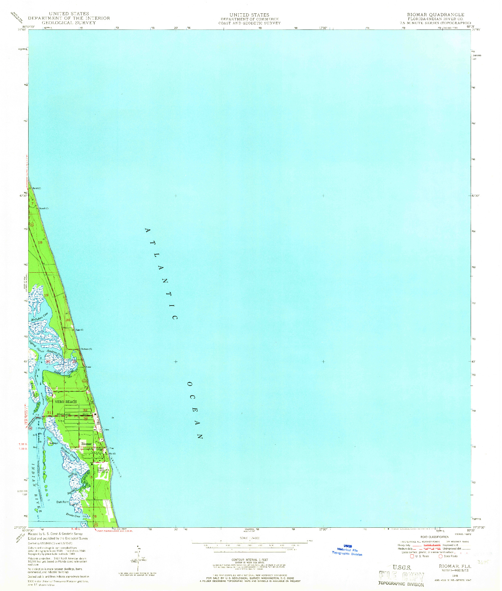 USGS 1:24000-SCALE QUADRANGLE FOR RIOMAR, FL 1948