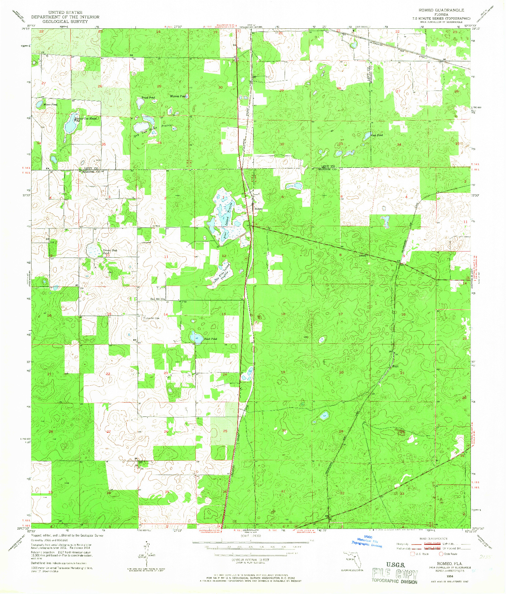 USGS 1:24000-SCALE QUADRANGLE FOR ROMEO, FL 1954