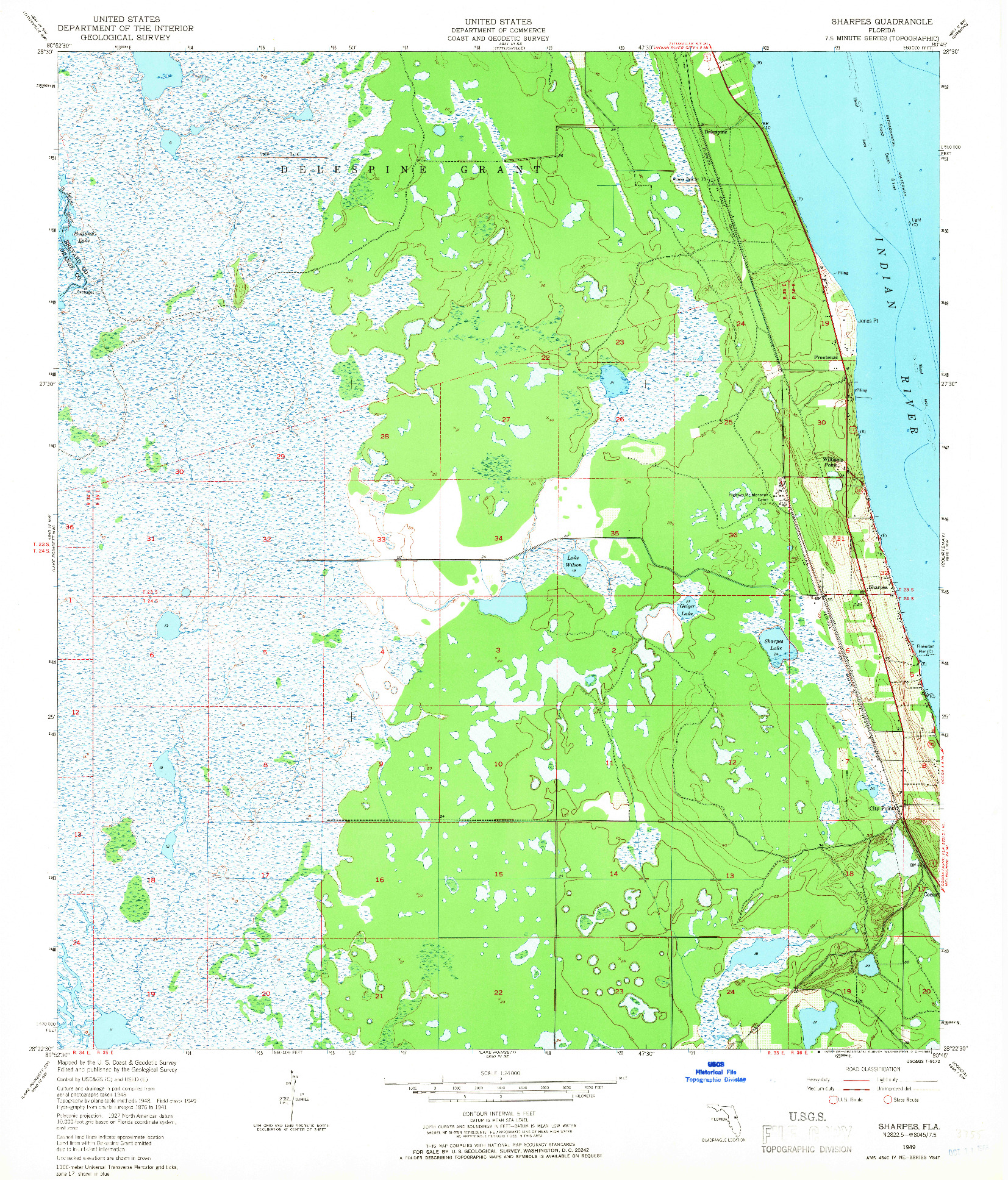 USGS 1:24000-SCALE QUADRANGLE FOR SHARPES, FL 1949