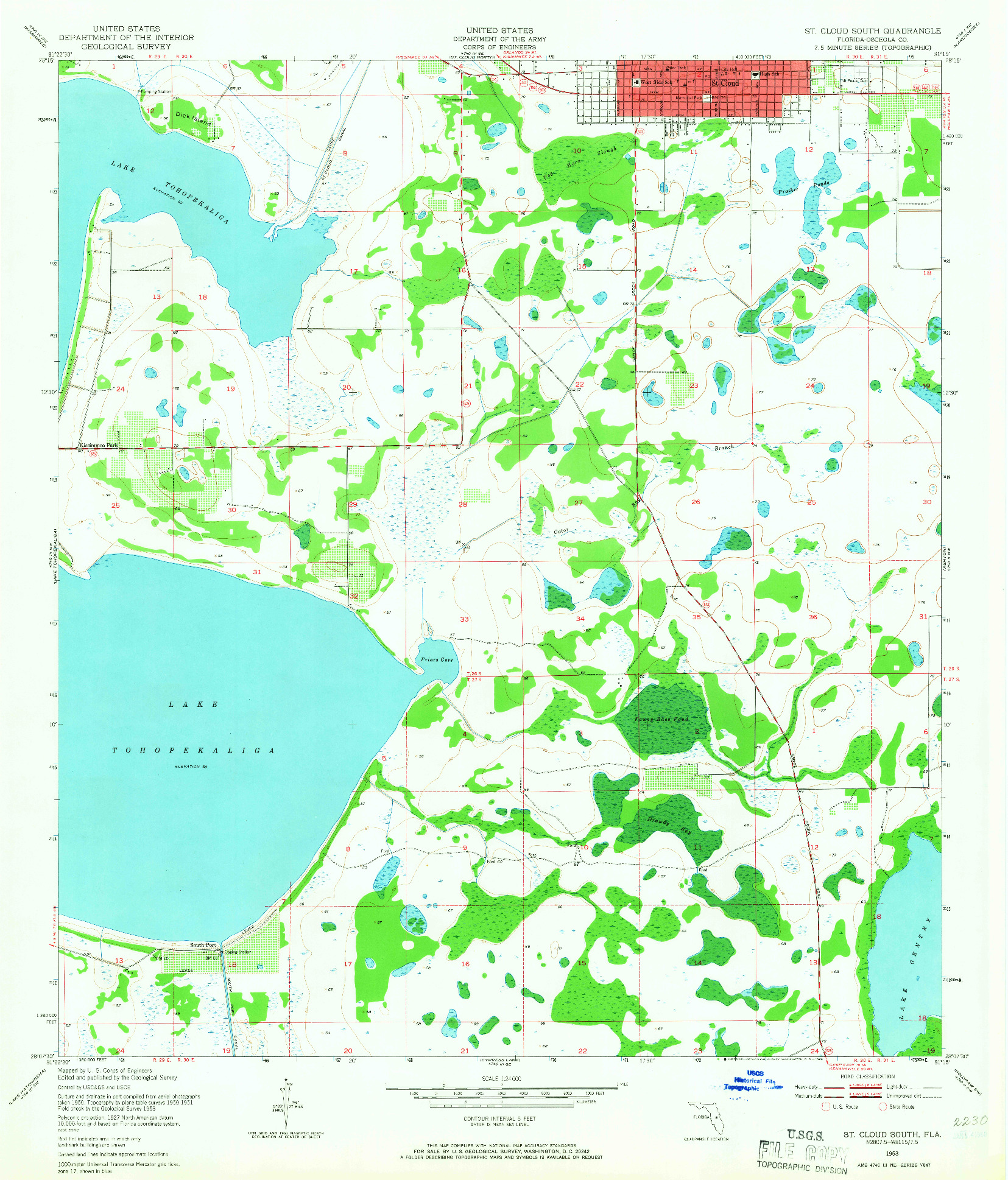 USGS 1:24000-SCALE QUADRANGLE FOR ST CLOUD SOUTH, FL 1953