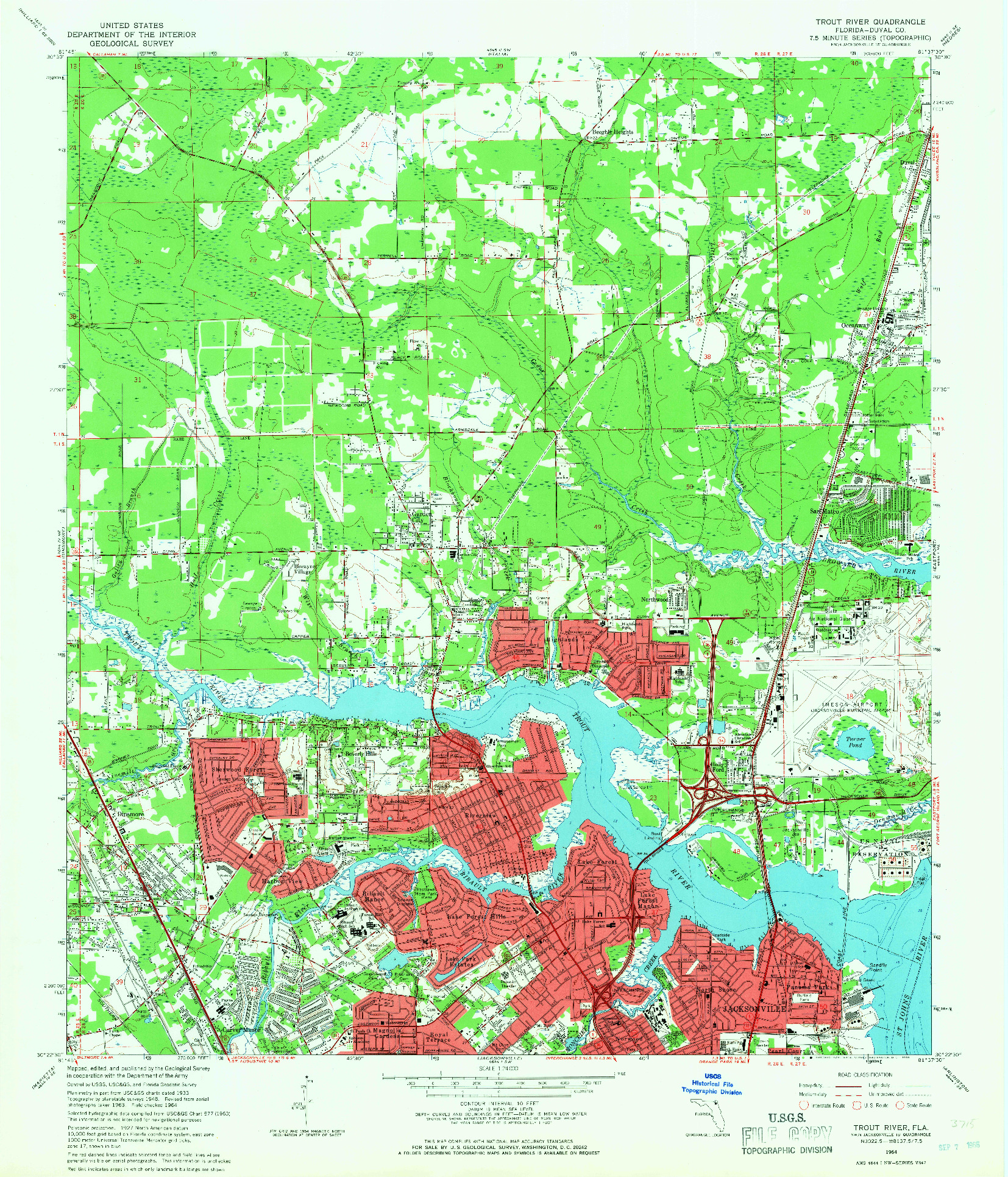 USGS 1:24000-SCALE QUADRANGLE FOR TROUT RIVER, FL 1964