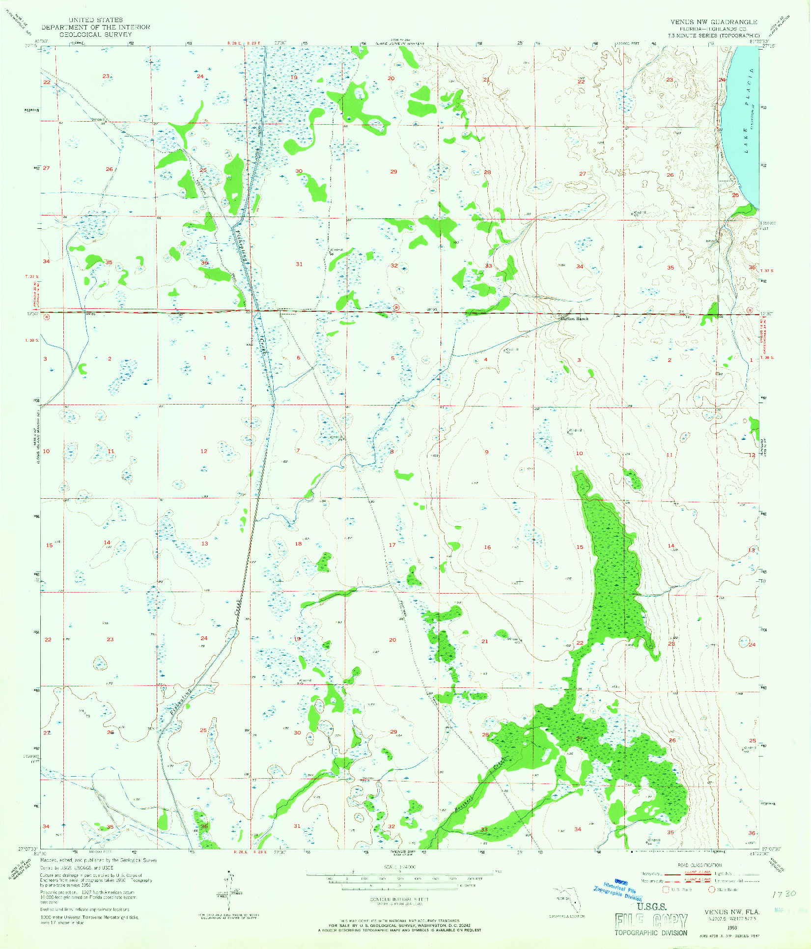 USGS 1:24000-SCALE QUADRANGLE FOR VENUS NW, FL 1953