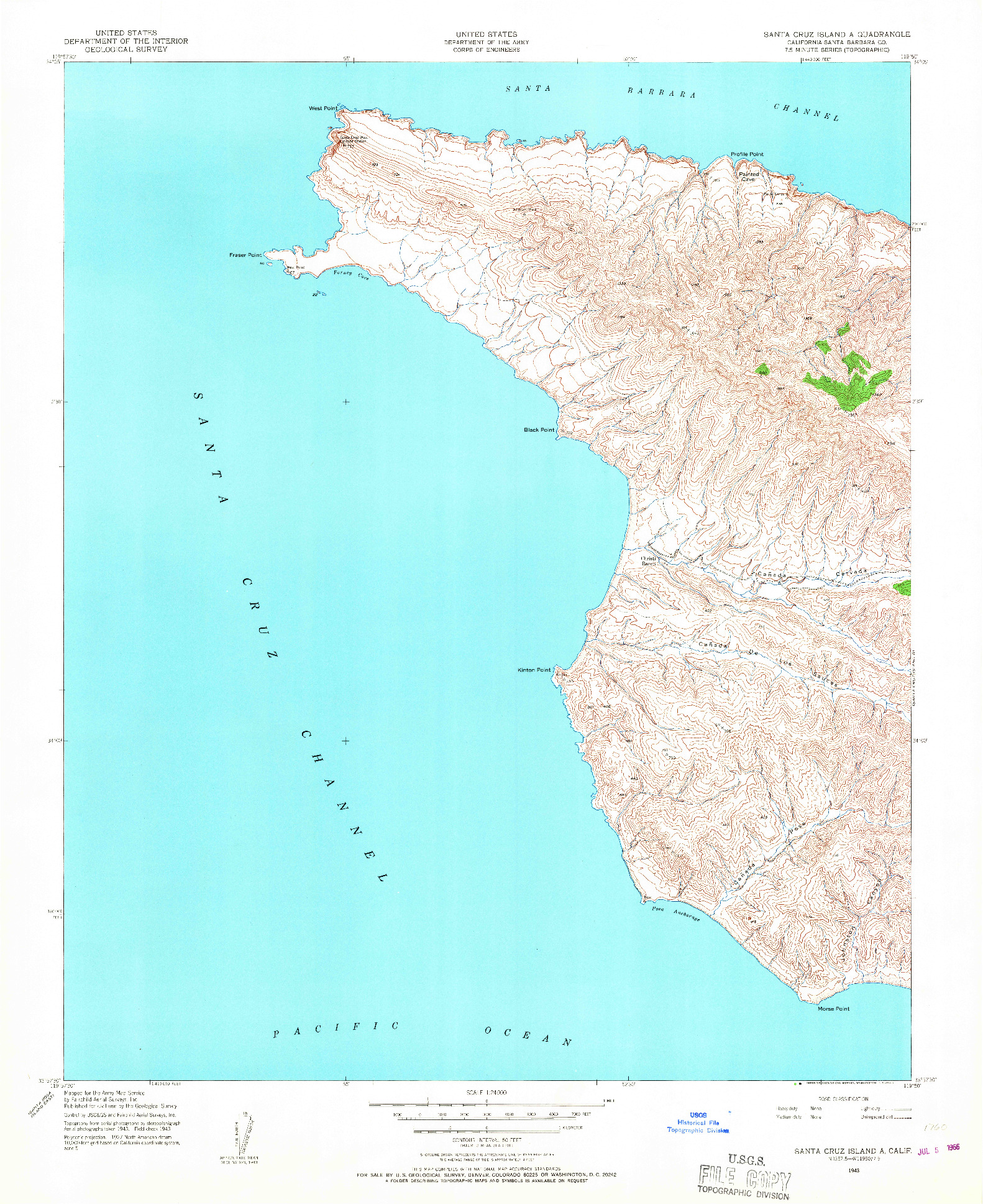 USGS 1:24000-SCALE QUADRANGLE FOR SANTA CRUZ ISLAND A, CA 1943