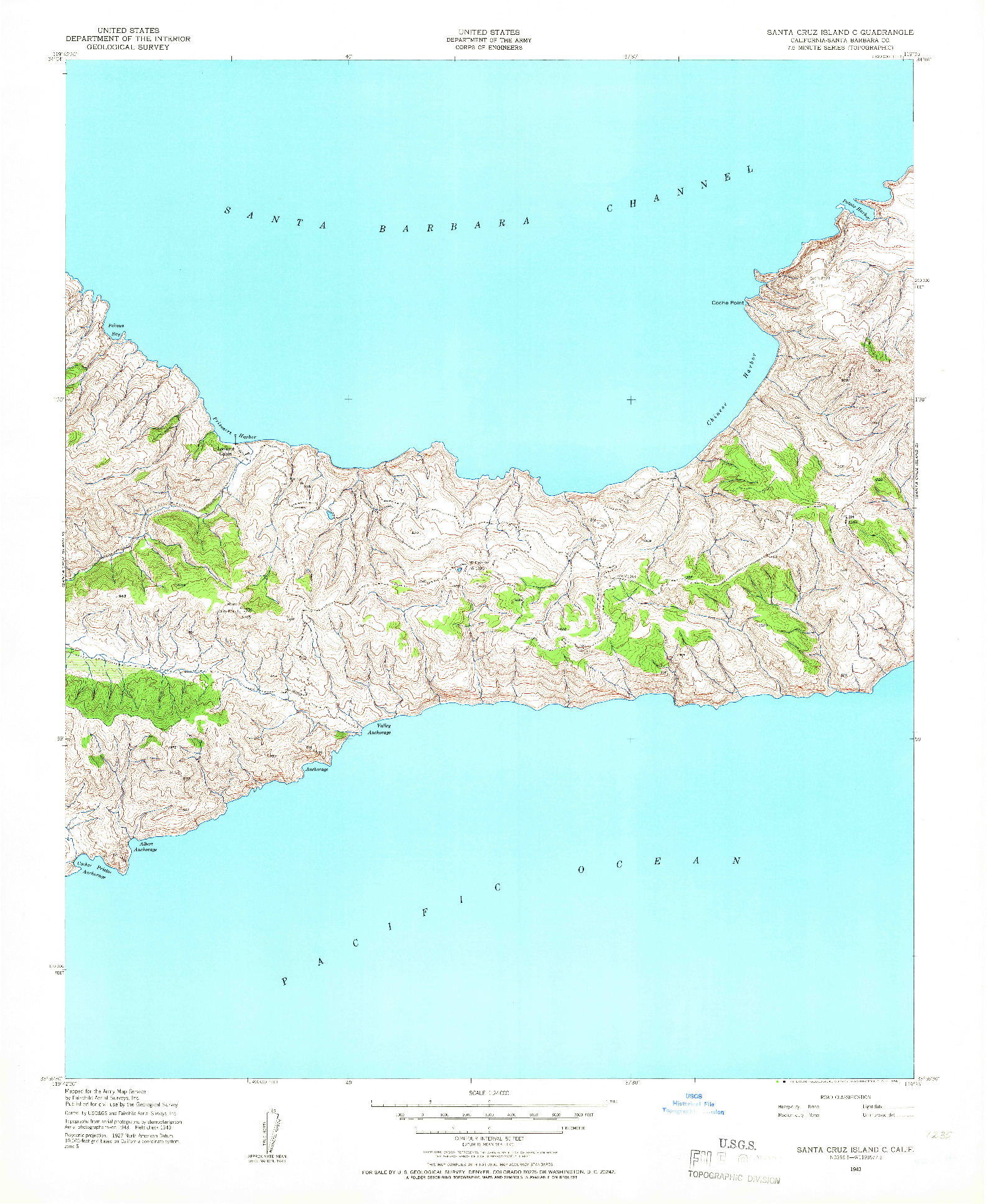 USGS 1:24000-SCALE QUADRANGLE FOR SANTA CRUZ ISLAND C, CA 1943