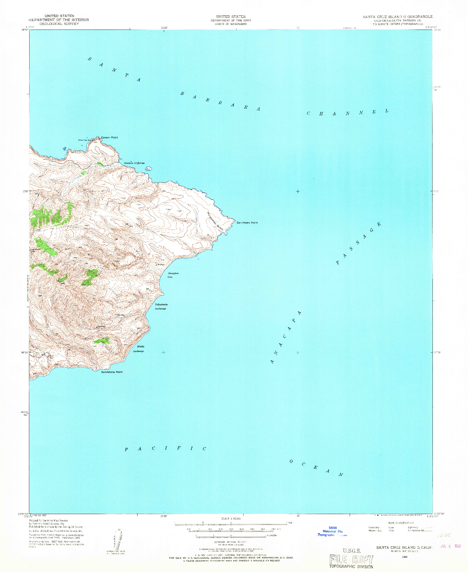 USGS 1:24000-SCALE QUADRANGLE FOR SANTA CRUZ ISLAND D, CA 1943