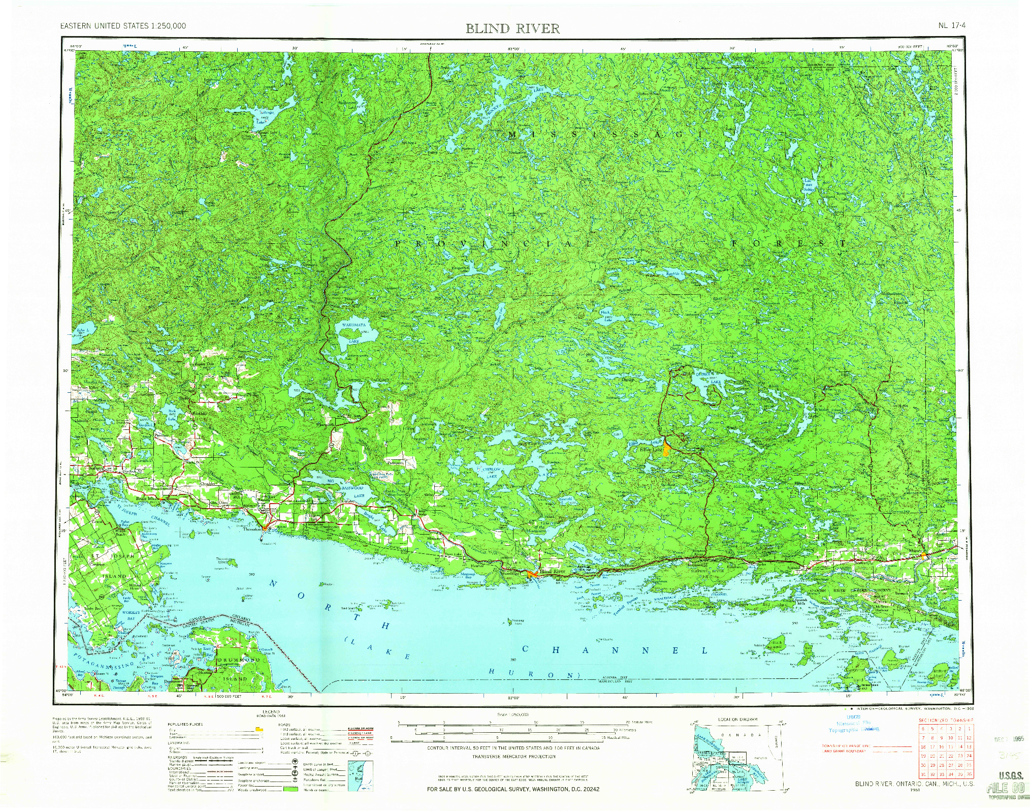 USGS 1:250000-SCALE QUADRANGLE FOR BLIND RIVER, MI 1961