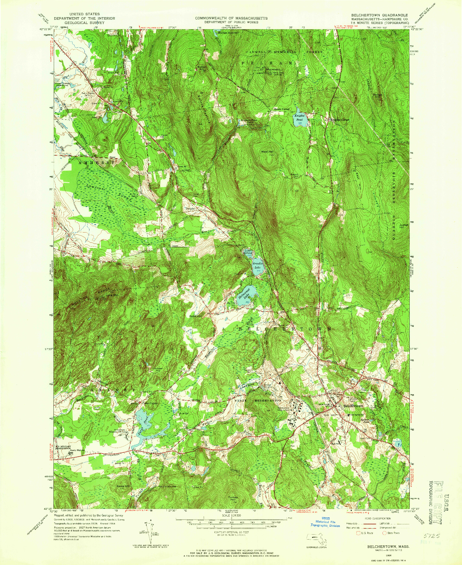 USGS 1:24000-SCALE QUADRANGLE FOR BELCHERTOWN, MA 1964