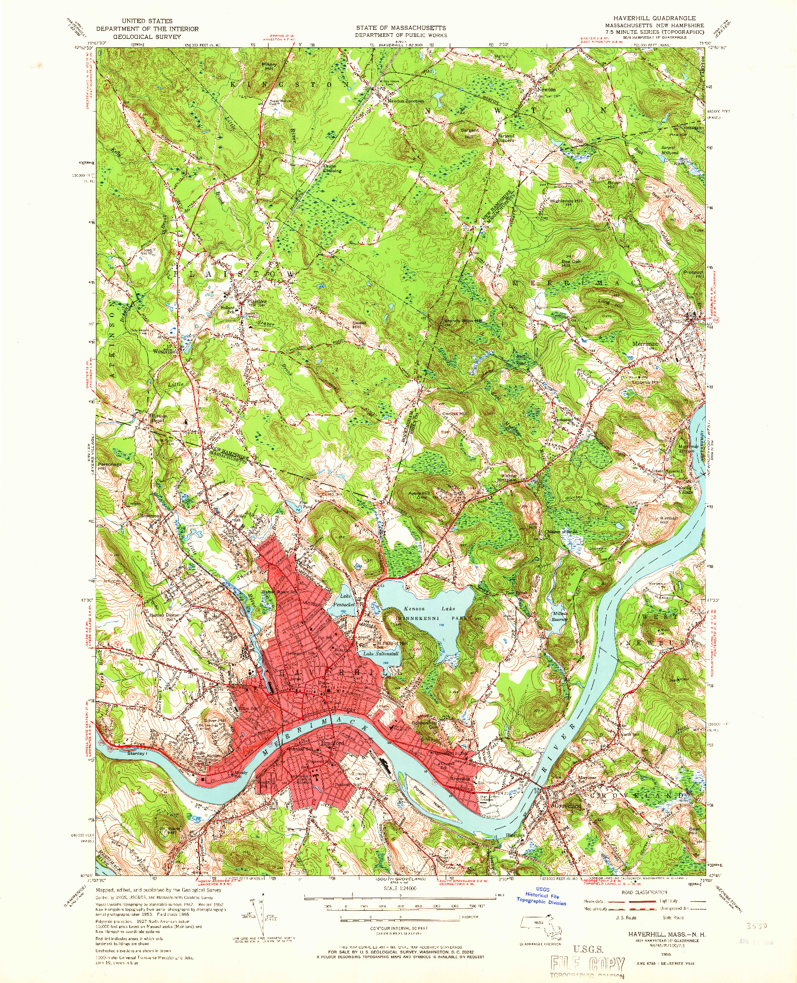 USGS 1:24000-SCALE QUADRANGLE FOR HAVERHILL, MA 1955