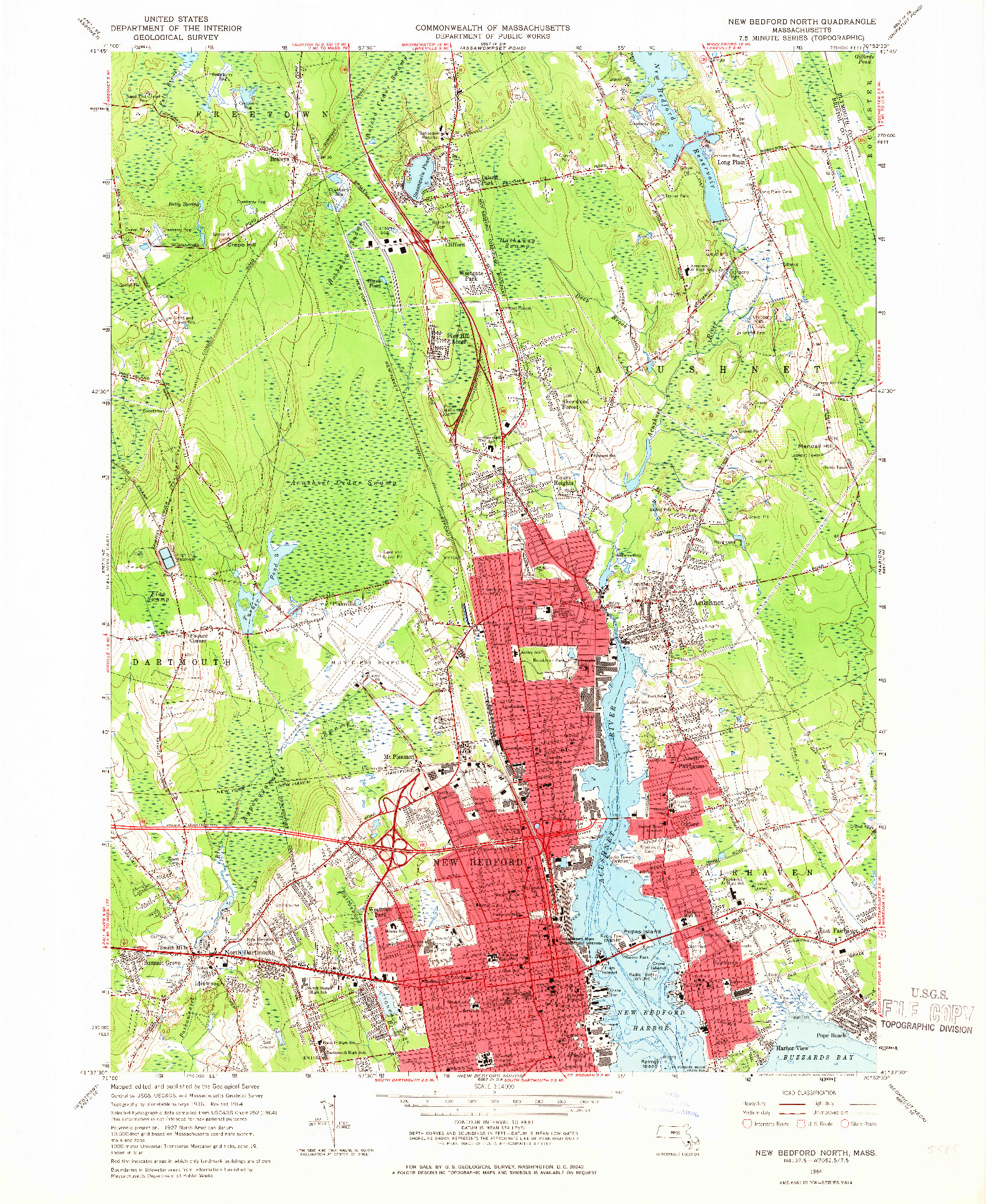 USGS 1:24000-SCALE QUADRANGLE FOR NEW BEDFORD NORTH, MA 1964