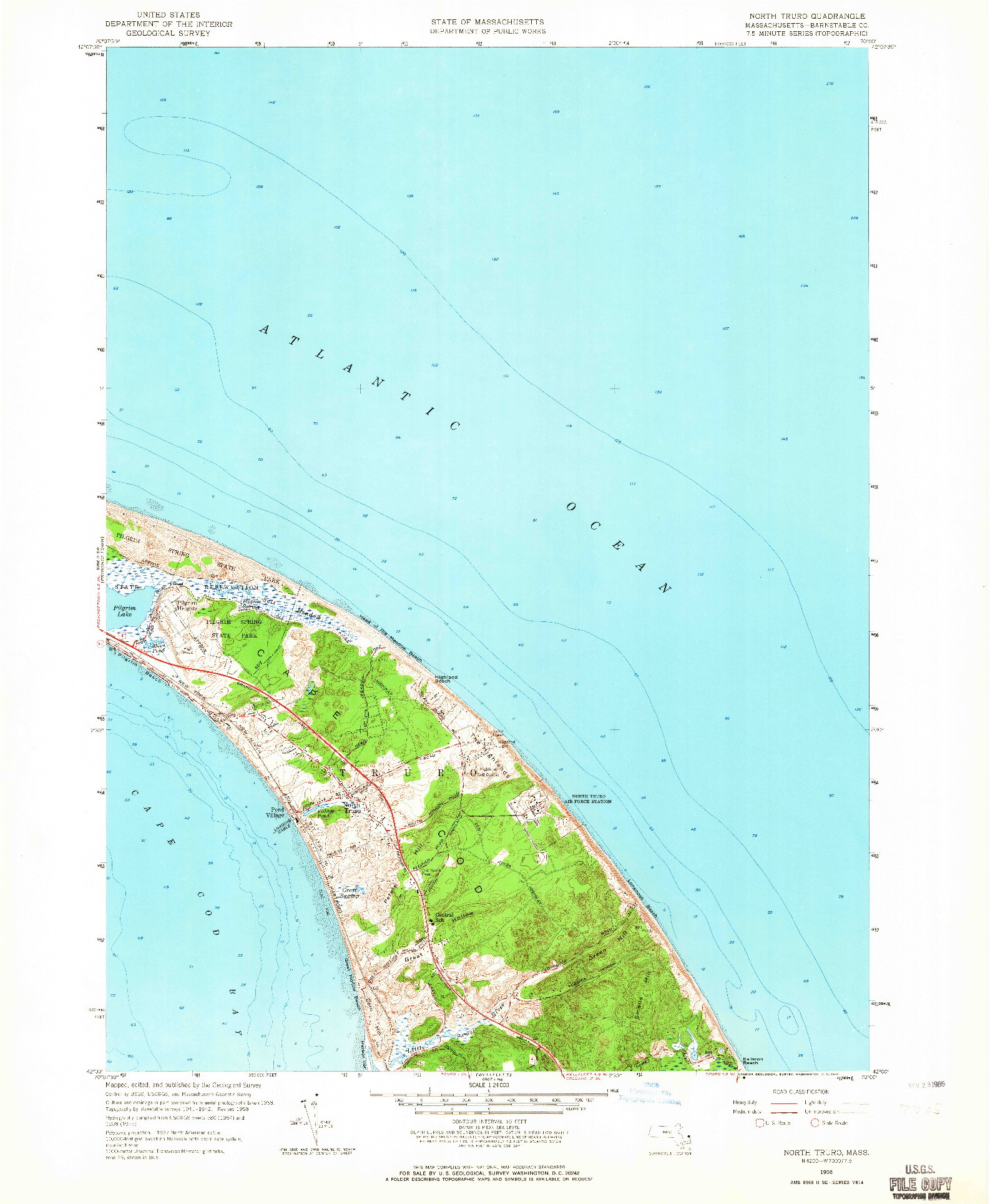 USGS 1:24000-SCALE QUADRANGLE FOR NORTH TRURO, MA 1958