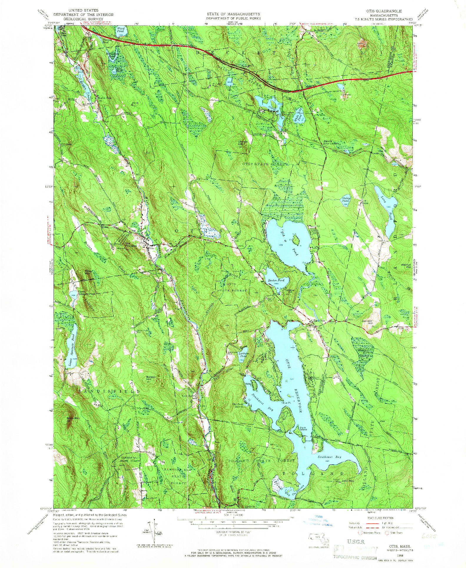 USGS 1:24000-SCALE QUADRANGLE FOR OTIS, MA 1958