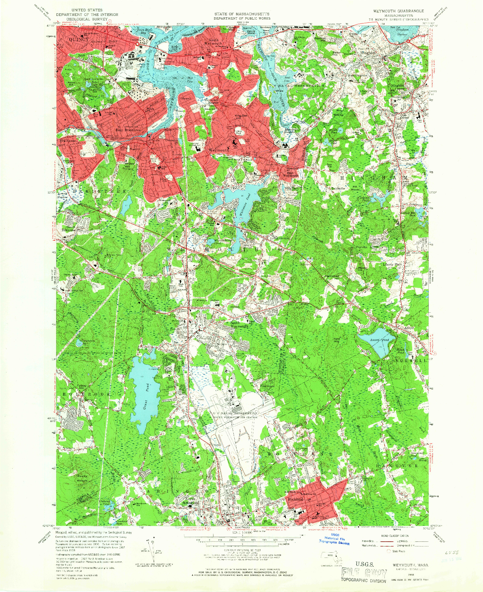 USGS 1:24000-SCALE QUADRANGLE FOR WEYMOUTH, MA 1958