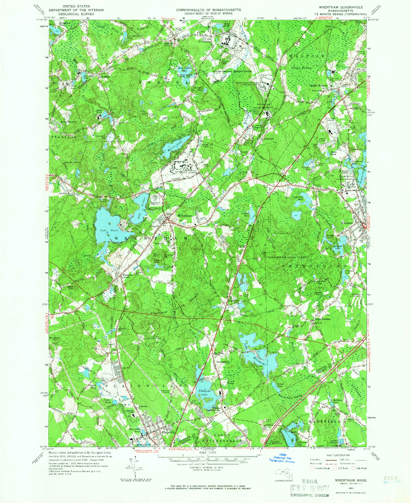 USGS 1:24000-SCALE QUADRANGLE FOR WRENTHAM, MA 1964