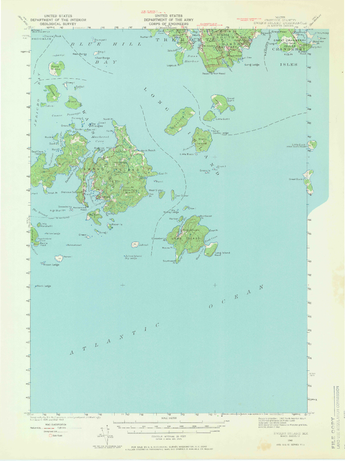 USGS 1:62500-SCALE QUADRANGLE FOR SWANS ISLAND, ME 1943