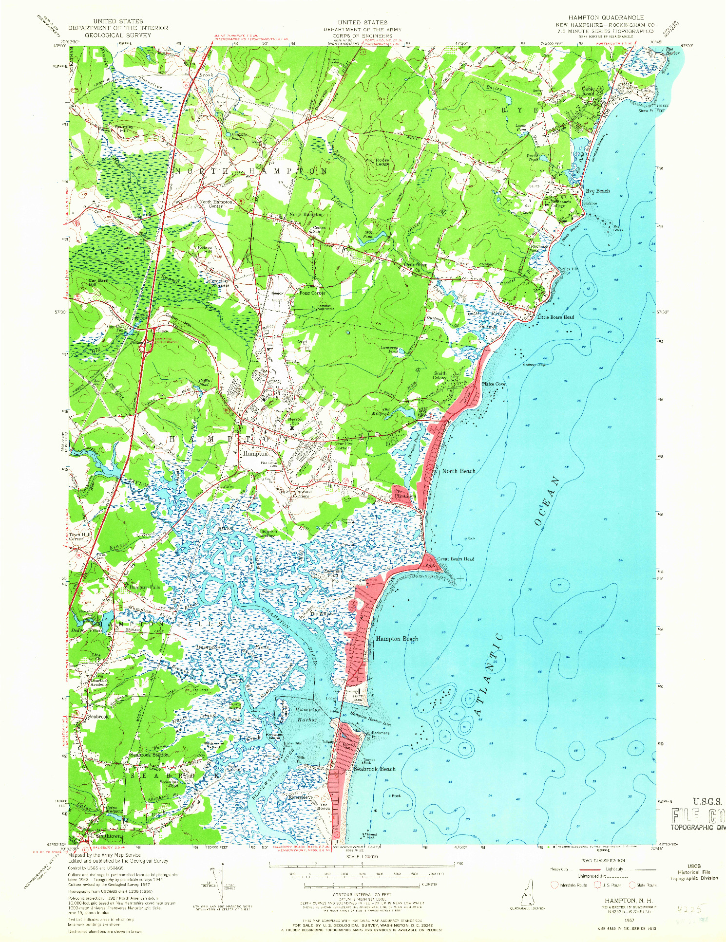 USGS 1:24000-SCALE QUADRANGLE FOR HAMPTON, NH 1957