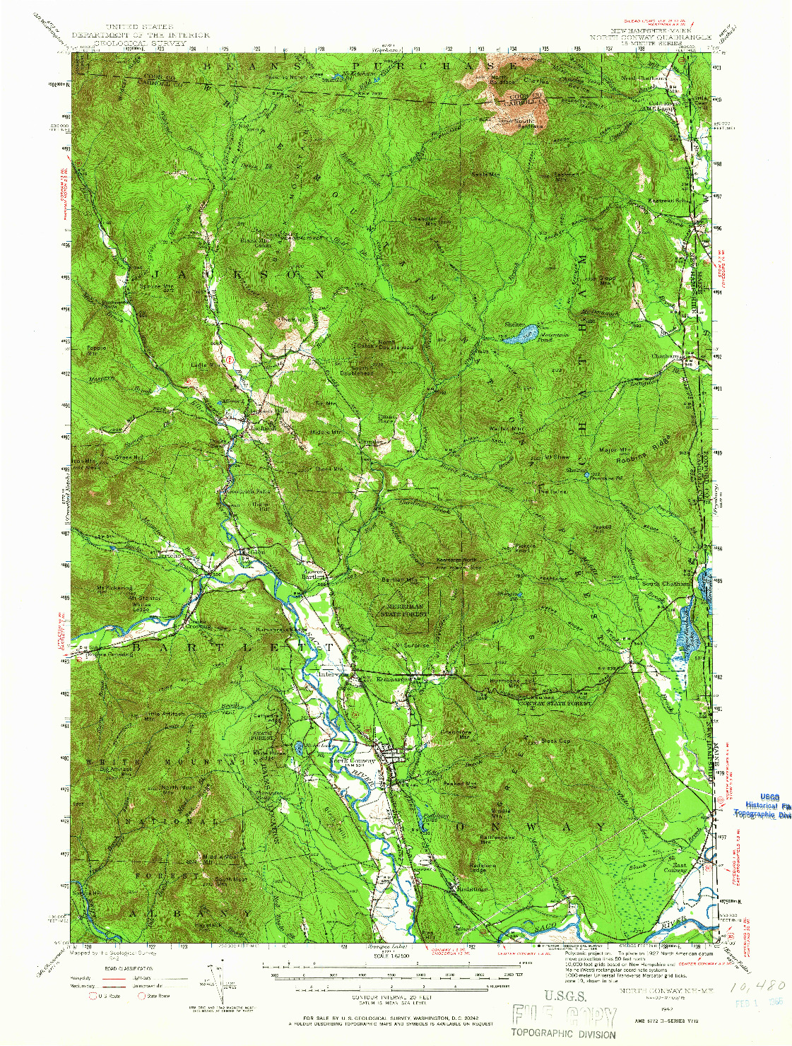 USGS 1:62500-SCALE QUADRANGLE FOR NORTH CONWAY, NH 1942