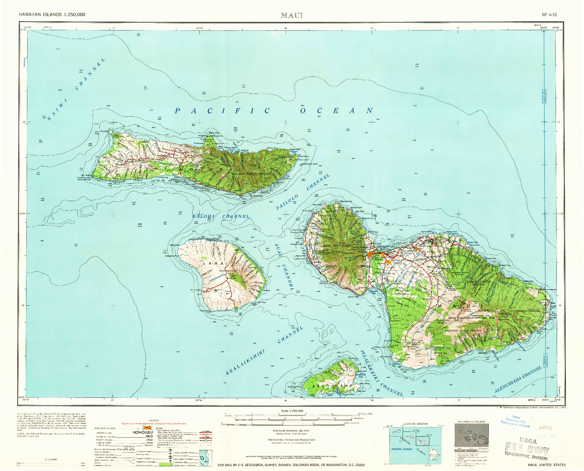 USGS 1:250000-SCALE QUADRANGLE FOR MAUI, HI 1966