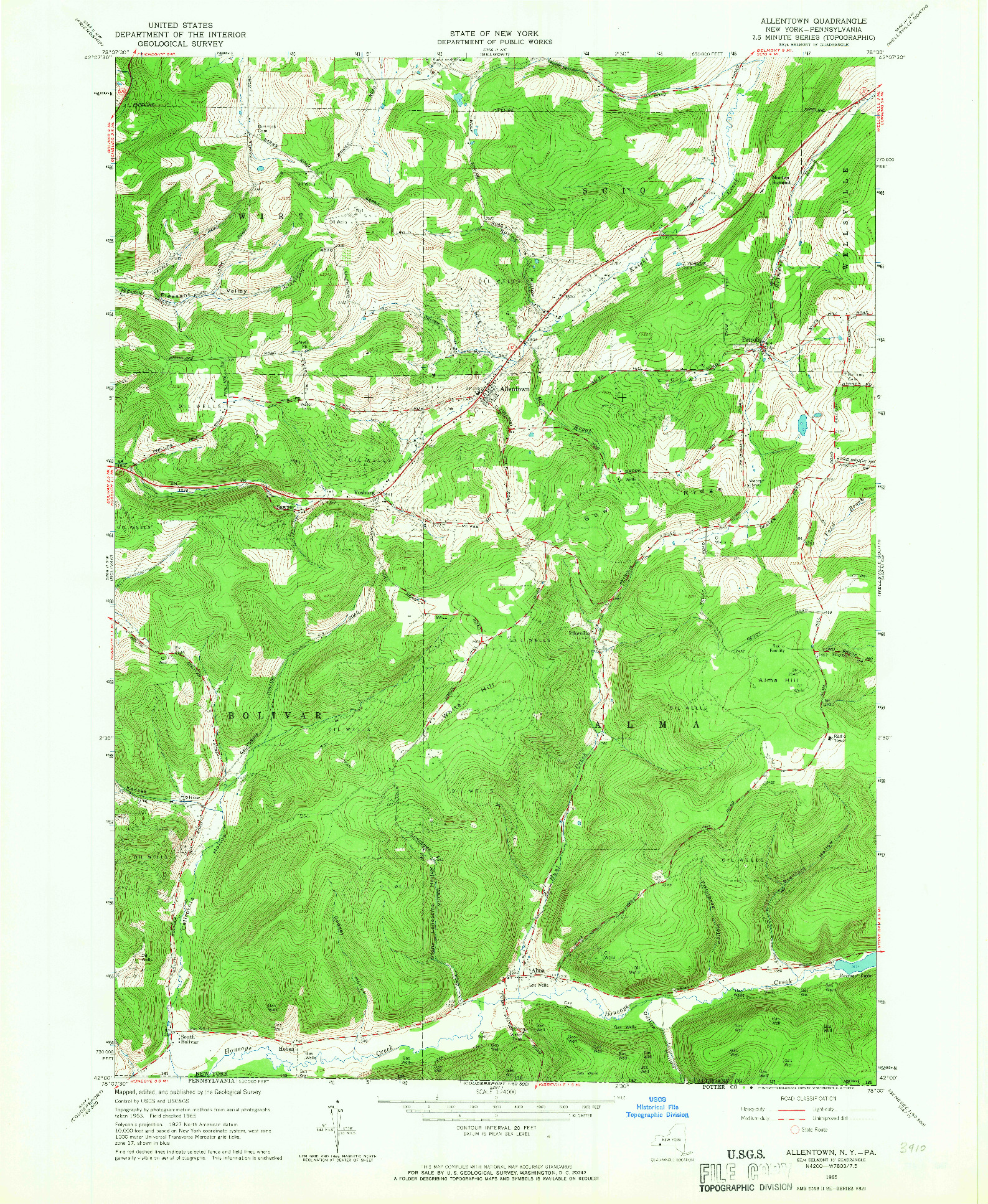 USGS 1:24000-SCALE QUADRANGLE FOR ALLENTOWN, NY 1965