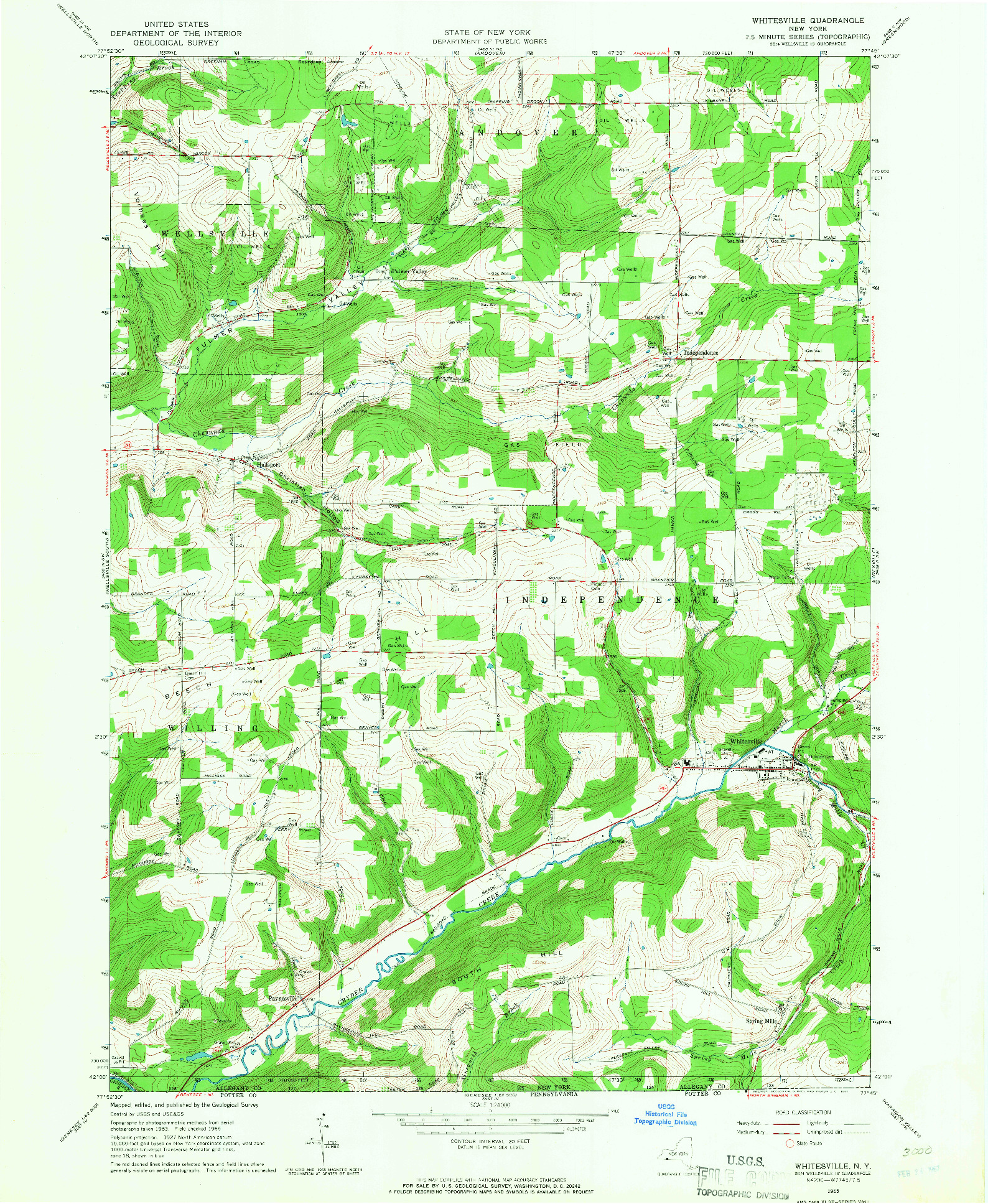 USGS 1:24000-SCALE QUADRANGLE FOR WHITESVILLE, NY 1965