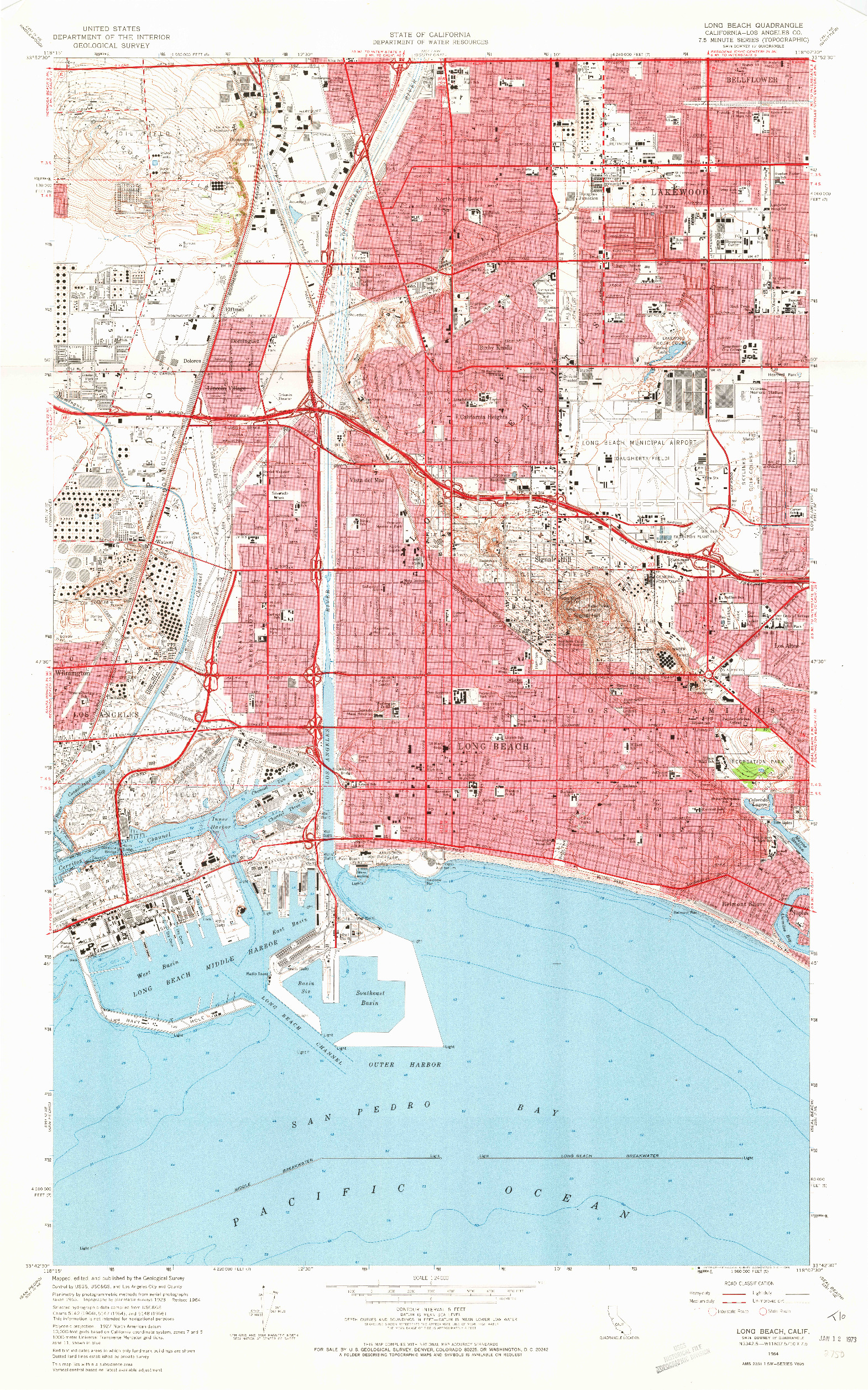 USGS 1:24000-SCALE QUADRANGLE FOR LONG BEACH, CA 1964