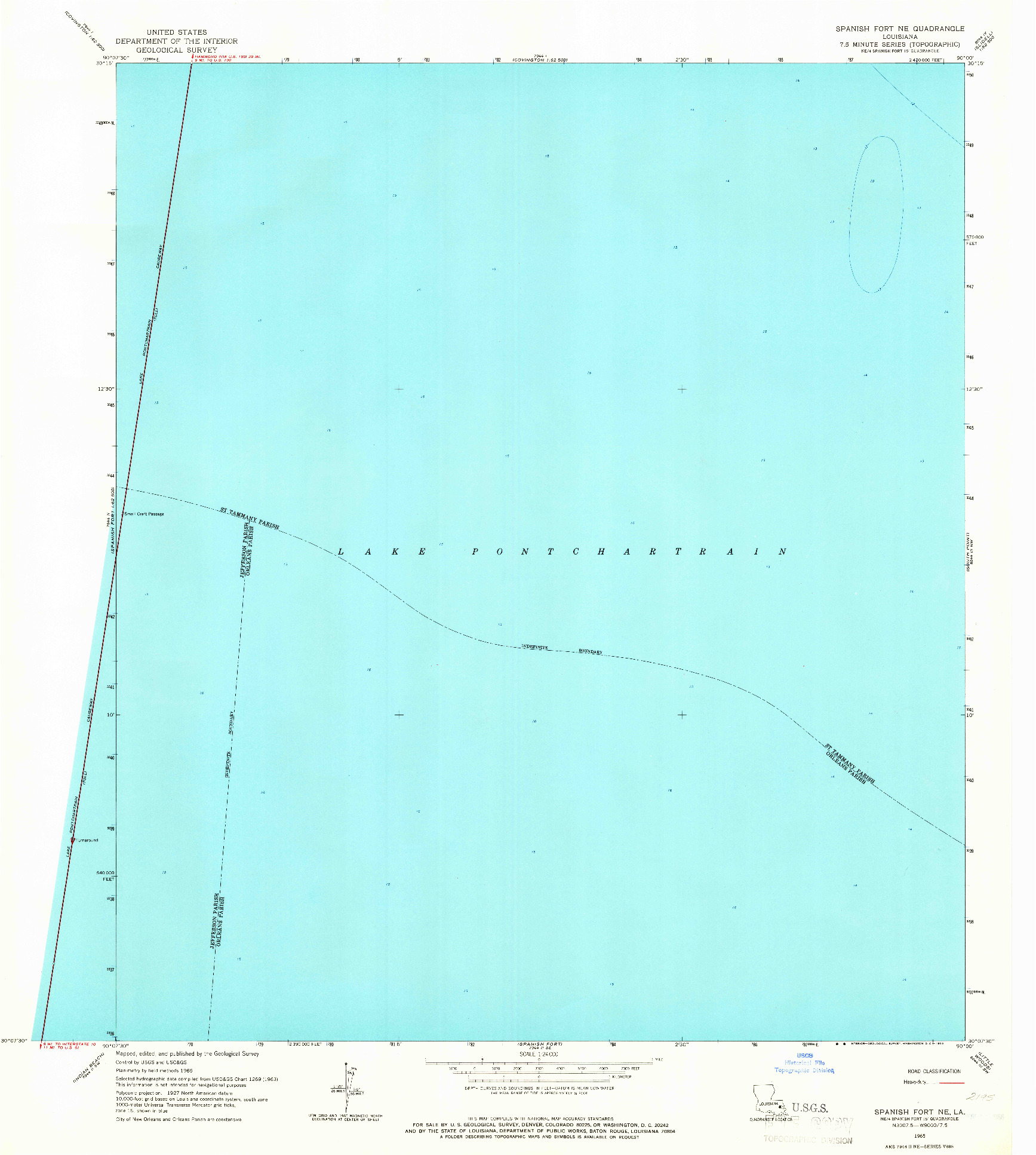 USGS 1:24000-SCALE QUADRANGLE FOR SPANISH FORT NE, LA 1965