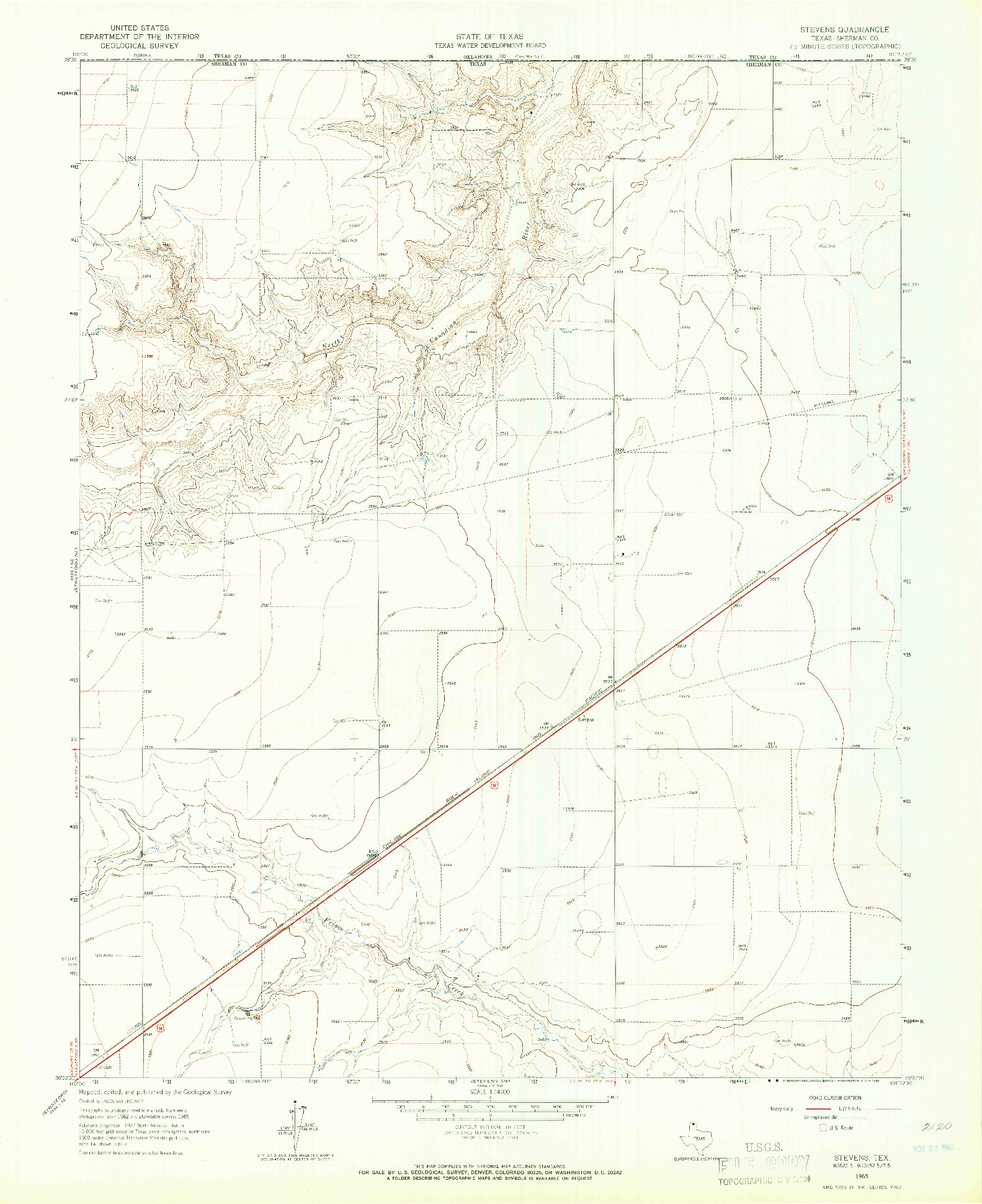 USGS 1:24000-SCALE QUADRANGLE FOR STEVENS, TX 1965