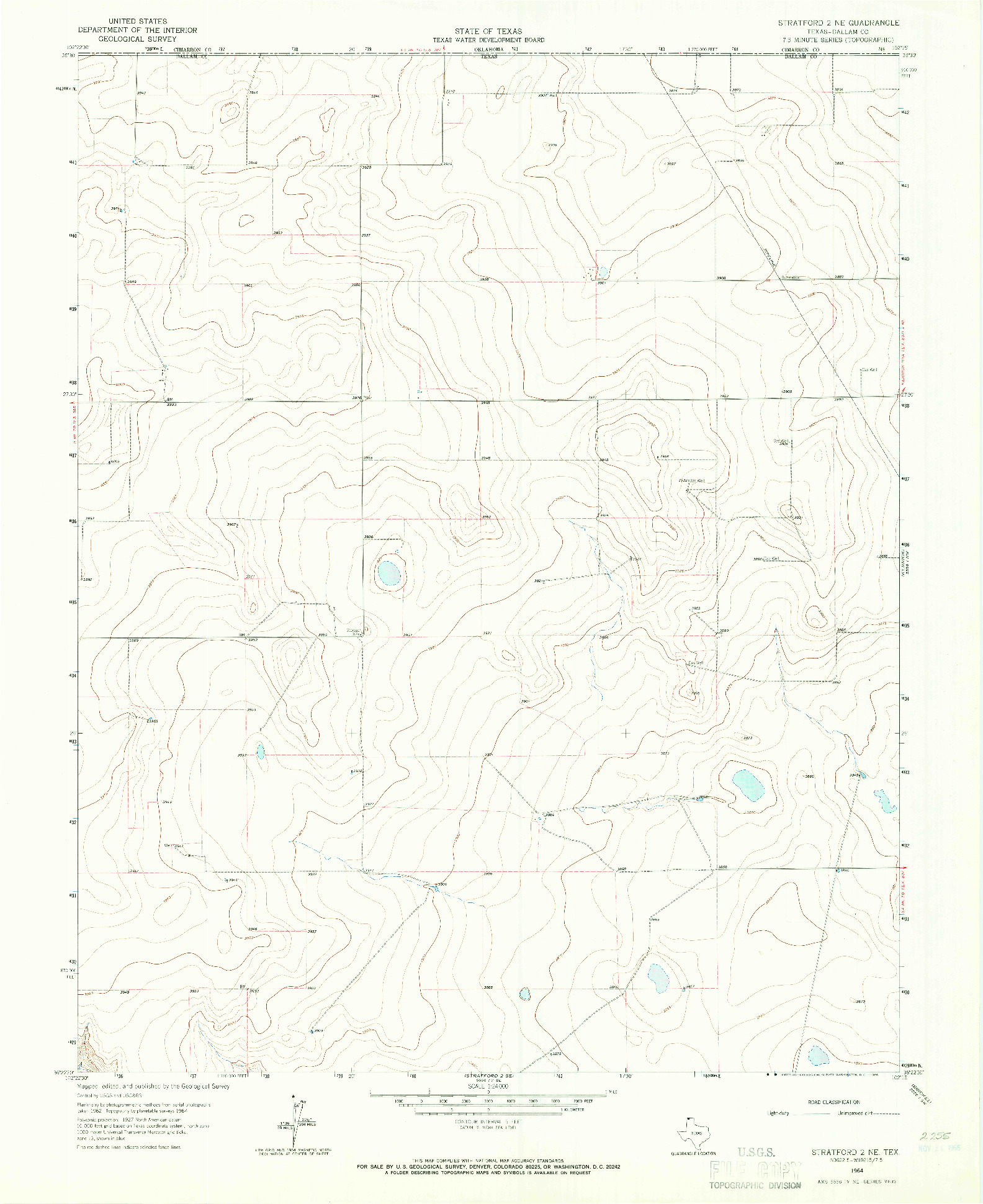 USGS 1:24000-SCALE QUADRANGLE FOR STRATFORD 2 NE, TX 1964